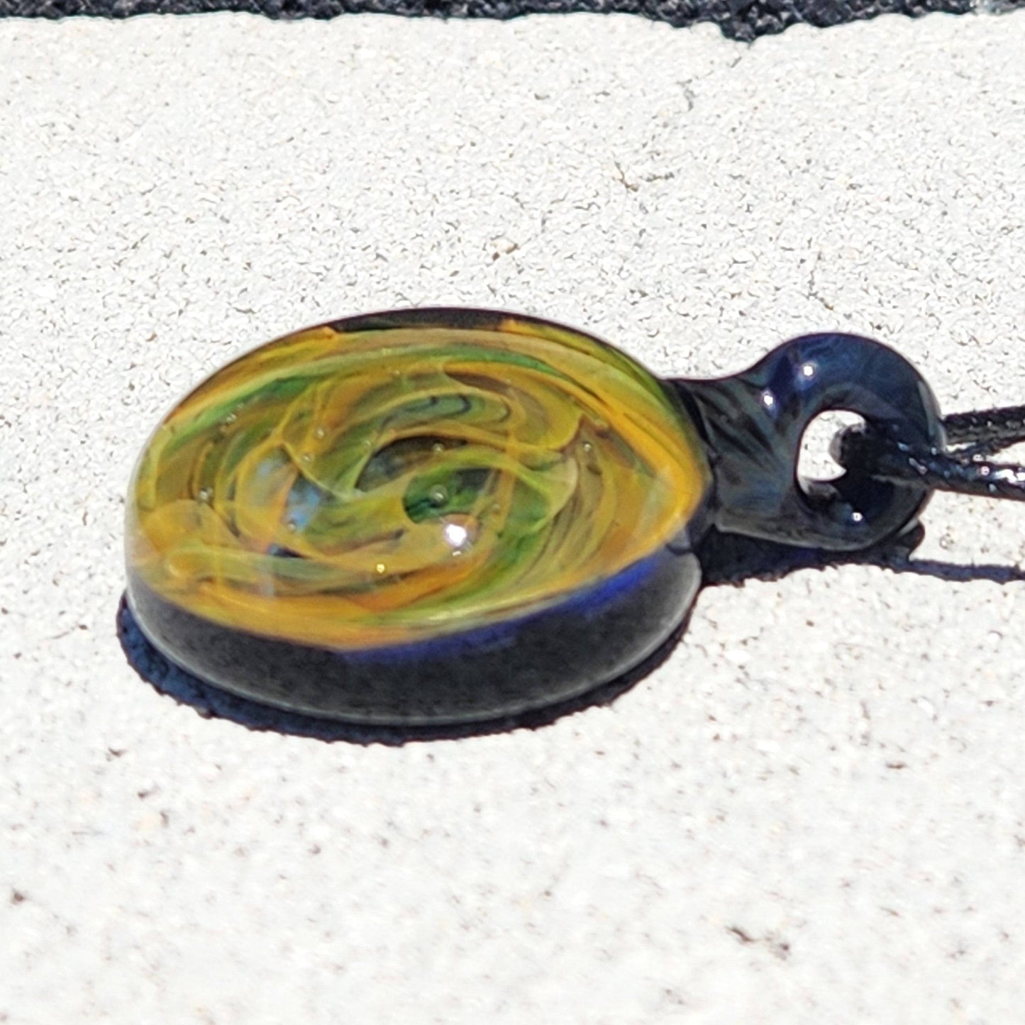 Blown Glass Galaxy Pendant Necklace - Unique Handmade Trippy Glass Jewelry