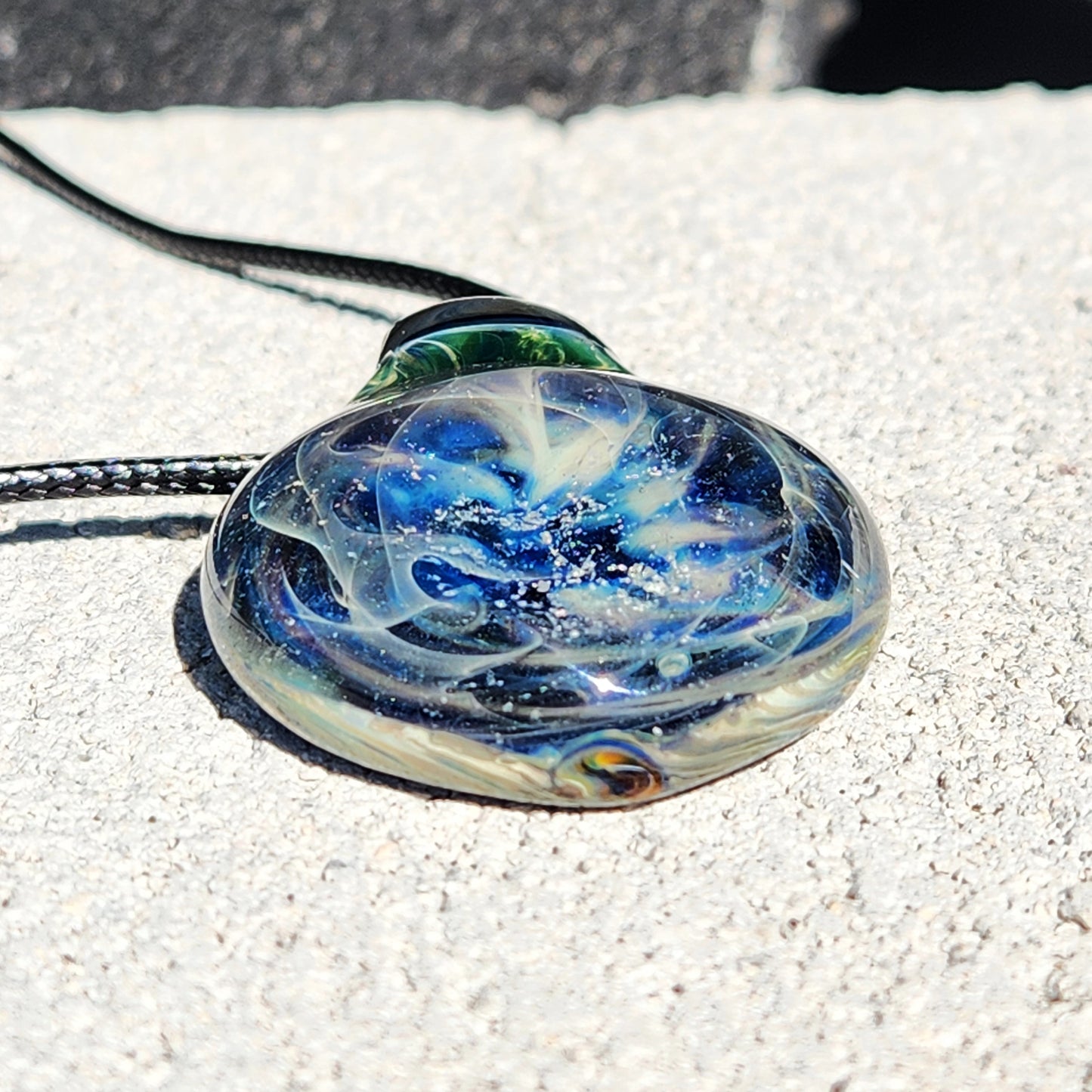 Heady Glass Pendant Necklace, Trippy Handmade Dichroic Jewelry