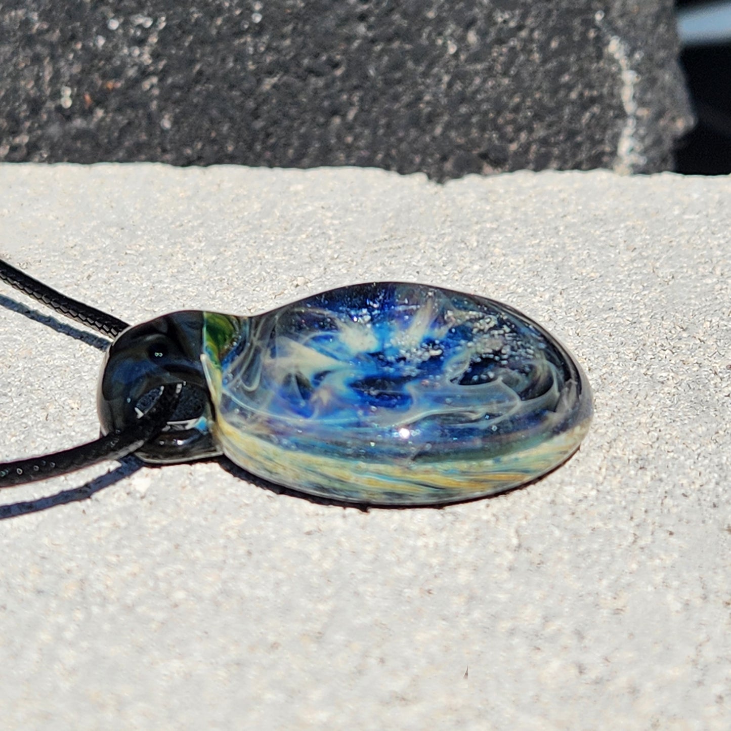 Heady Glass Pendant Necklace, Trippy Handmade Dichroic Jewelry
