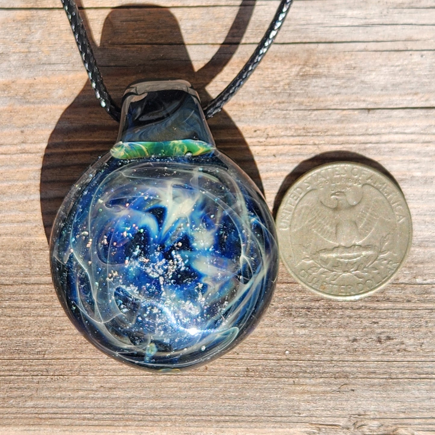 Heady Glass Pendant Necklace, Trippy Handmade Dichroic Jewelry