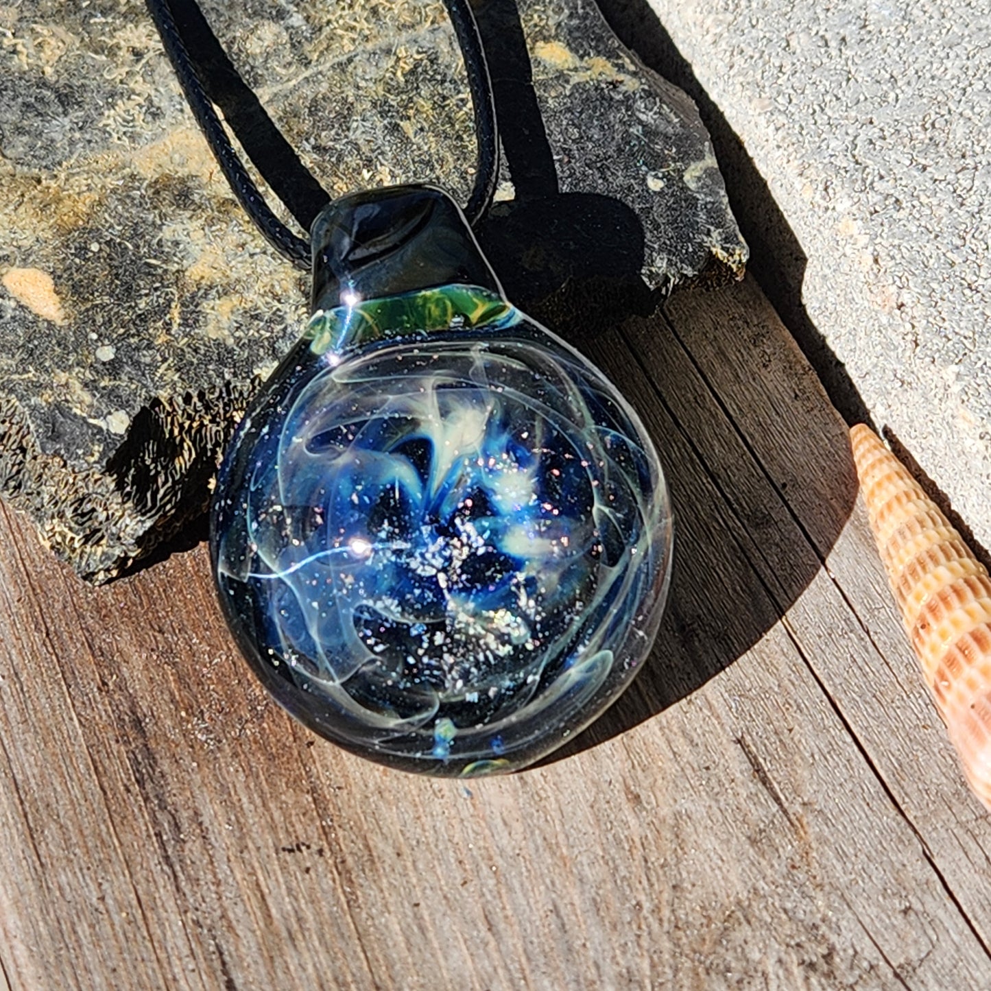 Heady Glass Pendant Necklace, Trippy Handmade Dichroic Jewelry