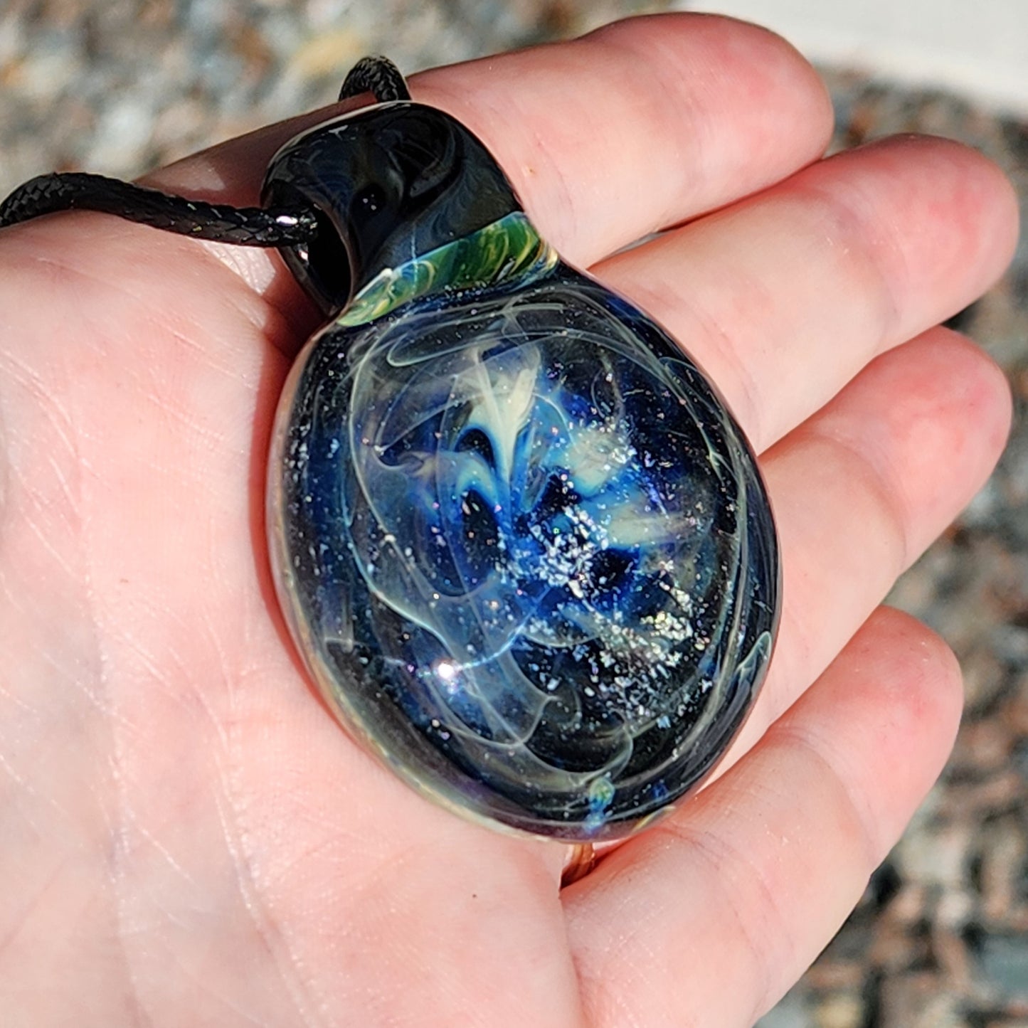 Heady Glass Pendant Necklace, Trippy Handmade Dichroic Jewelry