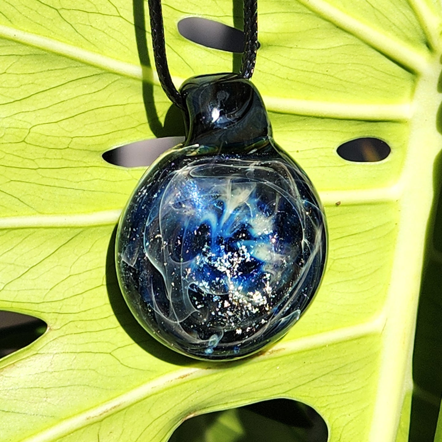 Heady Glass Pendant Necklace, Trippy Handmade Dichroic Jewelry