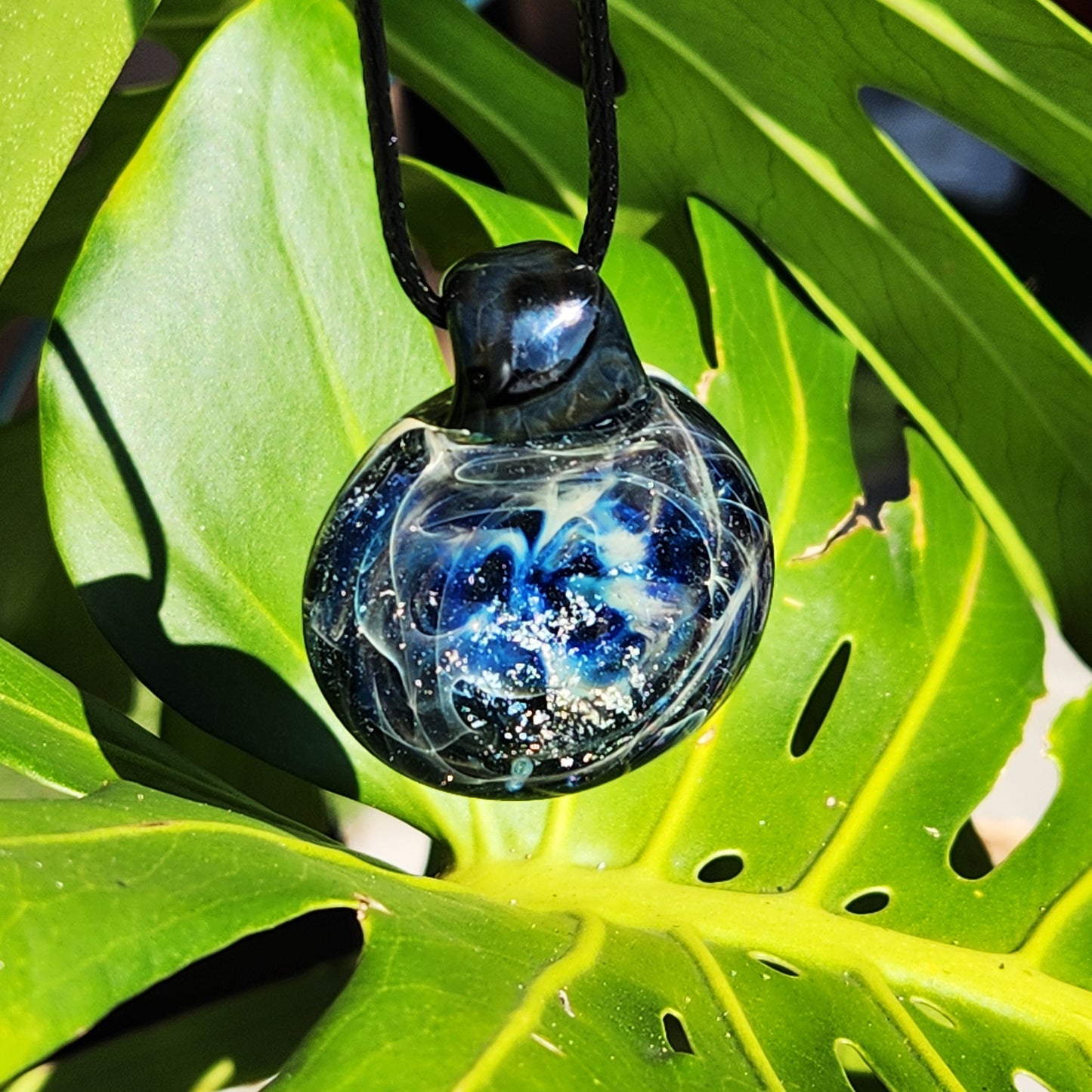 Heady Glass Pendant Necklace, Trippy Handmade Dichroic Jewelry