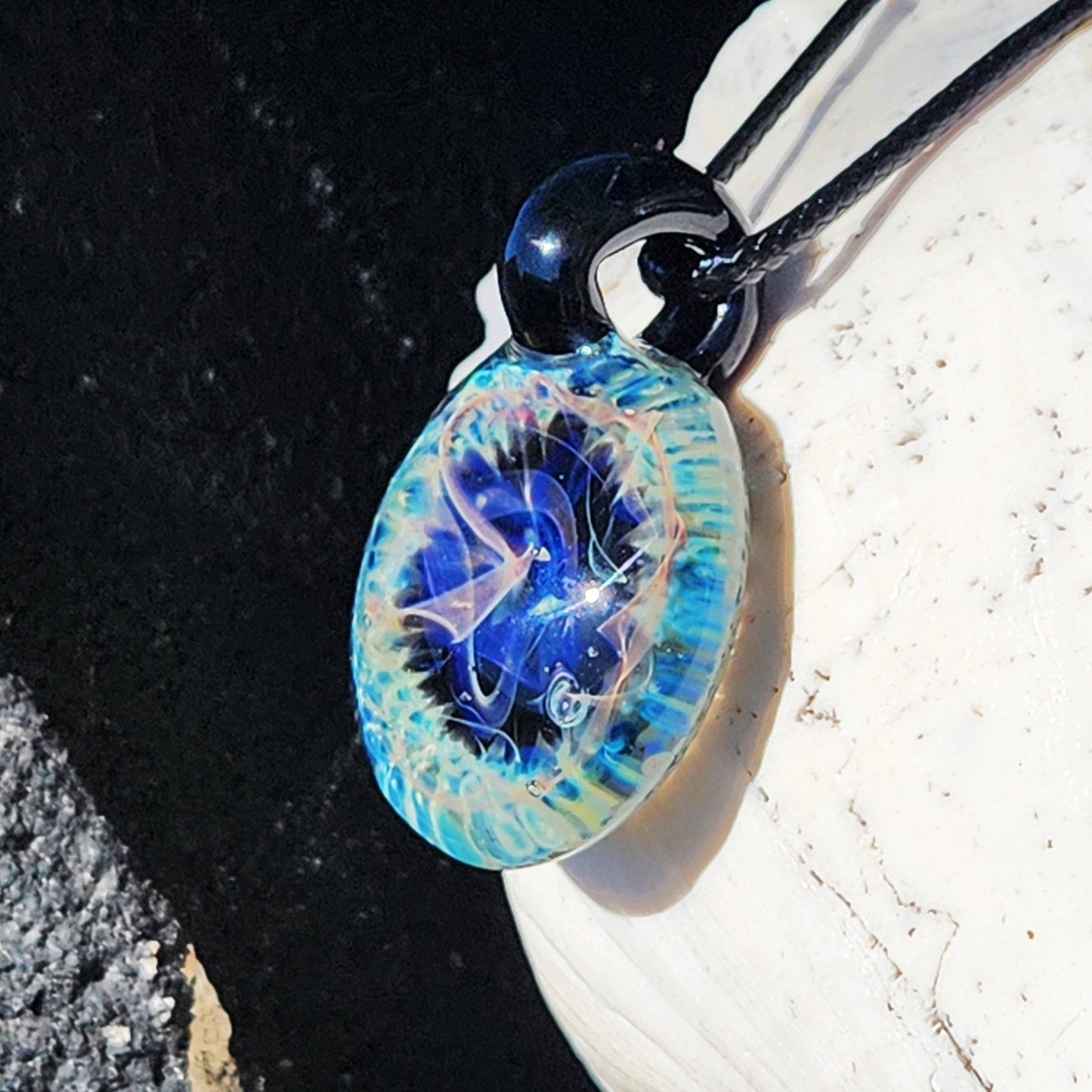 Blown Glass Pendant, Galaxy Handmade Jewelry Necklace