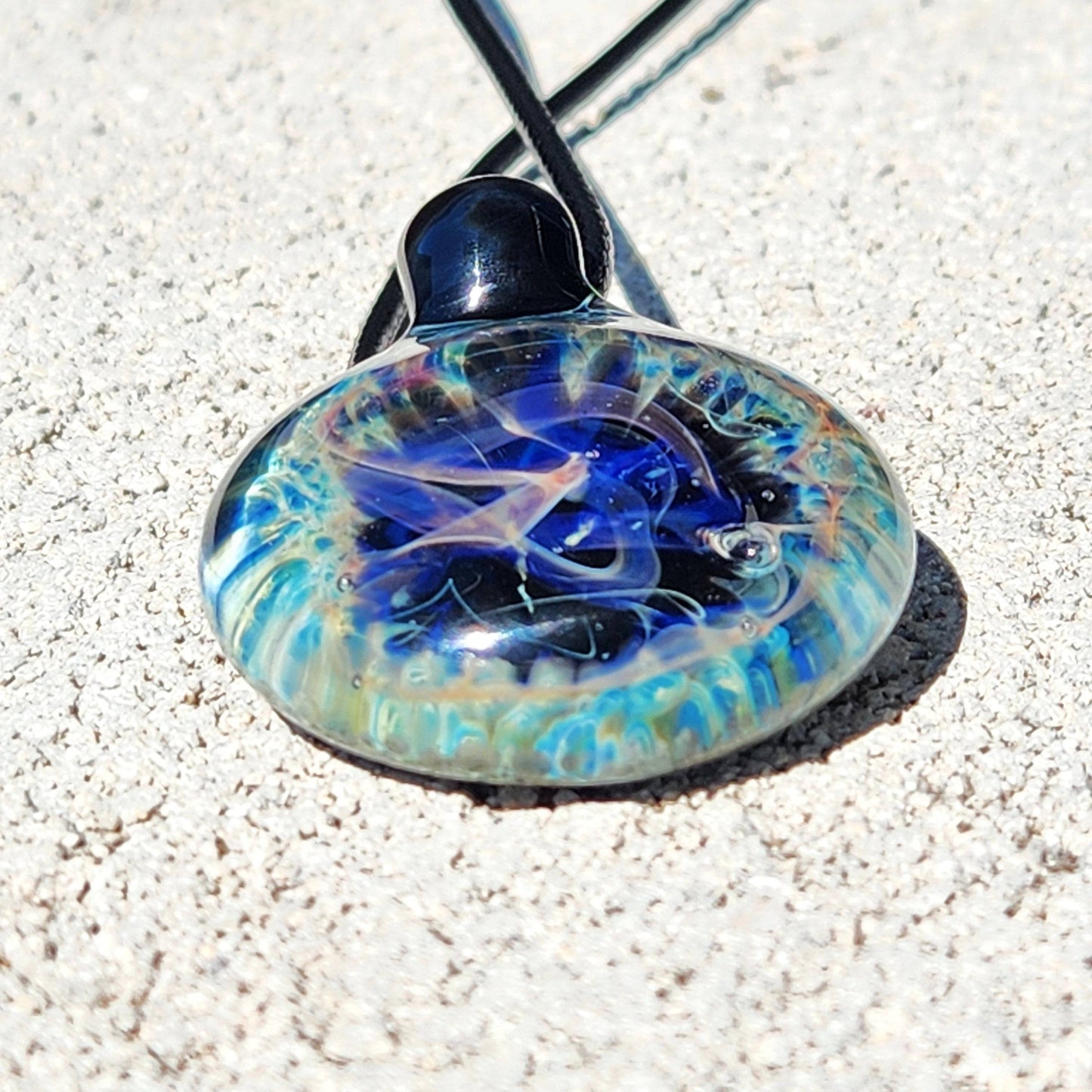 Blown Glass Pendant, Galaxy Handmade Jewelry Necklace