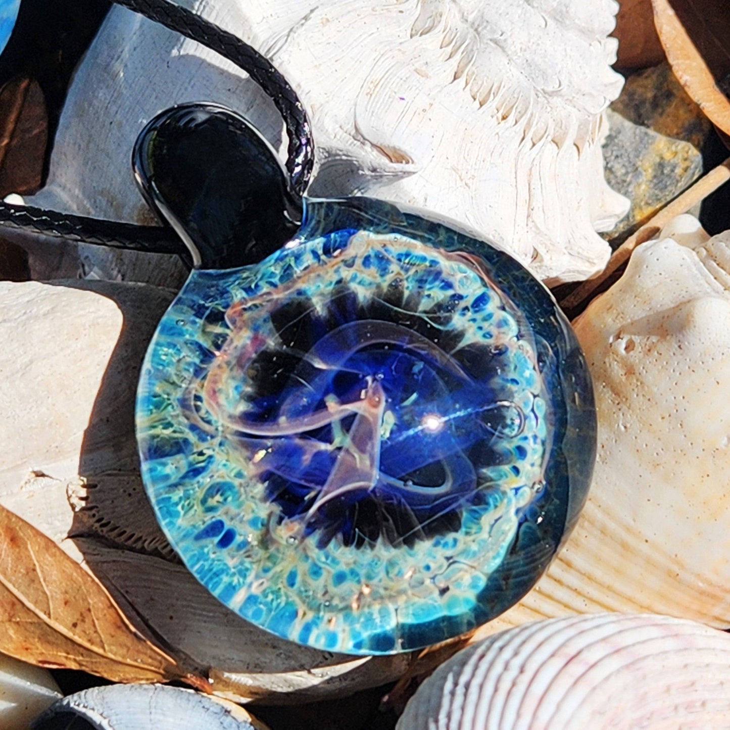 Blown Glass Pendant, Galaxy Handmade Jewelry Necklace