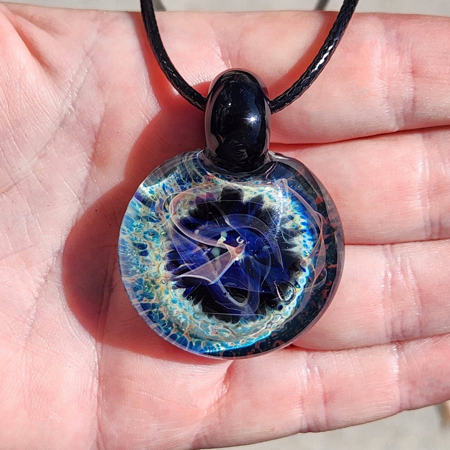 Blown Glass Pendant, Galaxy Handmade Jewelry Necklace