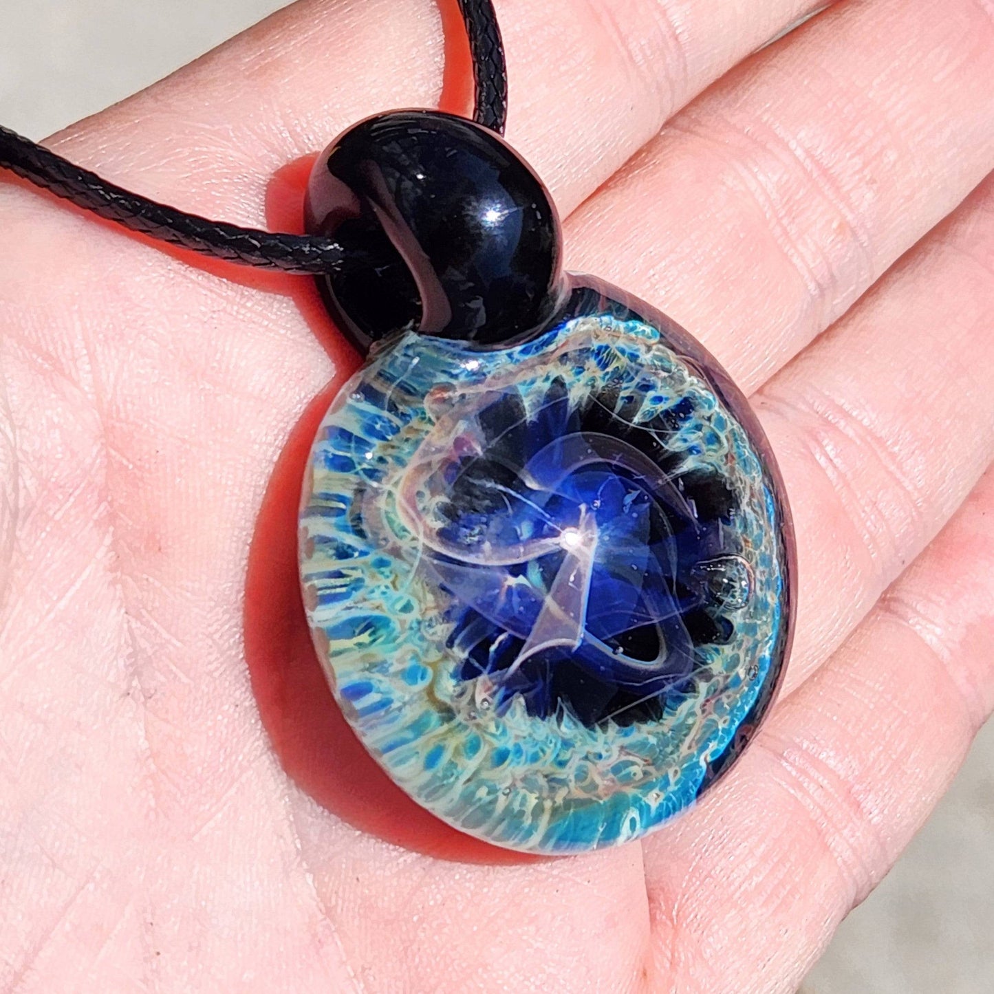 Blown Glass Pendant, Galaxy Handmade Jewelry Necklace