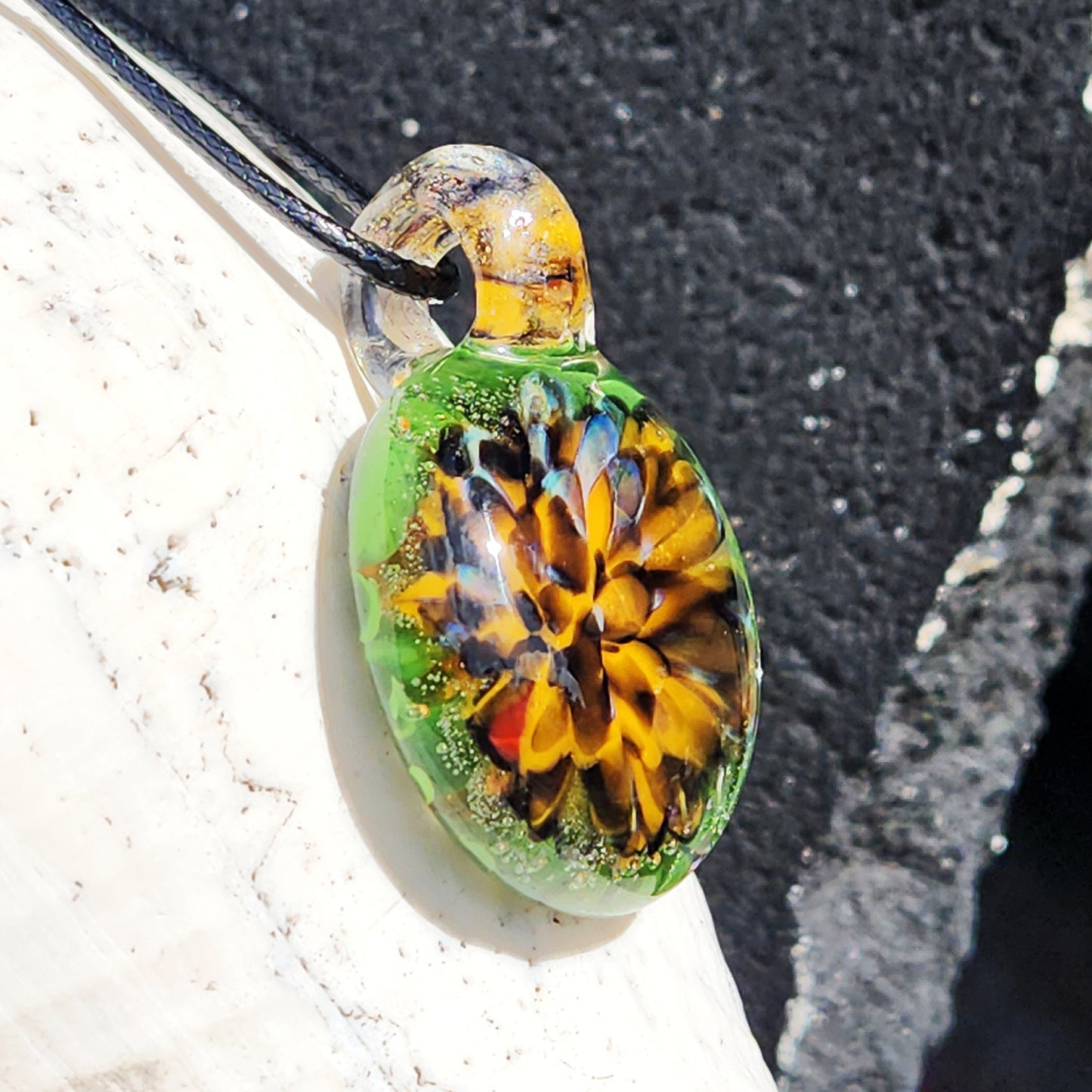 Unique Handmade Blown Glass Pendant Necklace