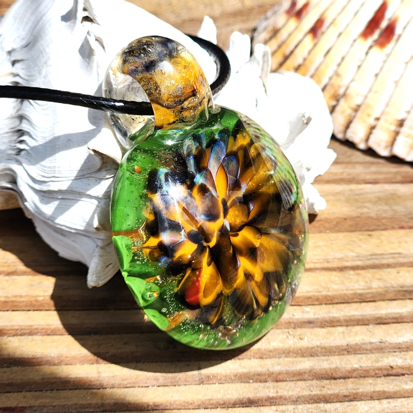 Unique Handmade Blown Glass Pendant Necklace