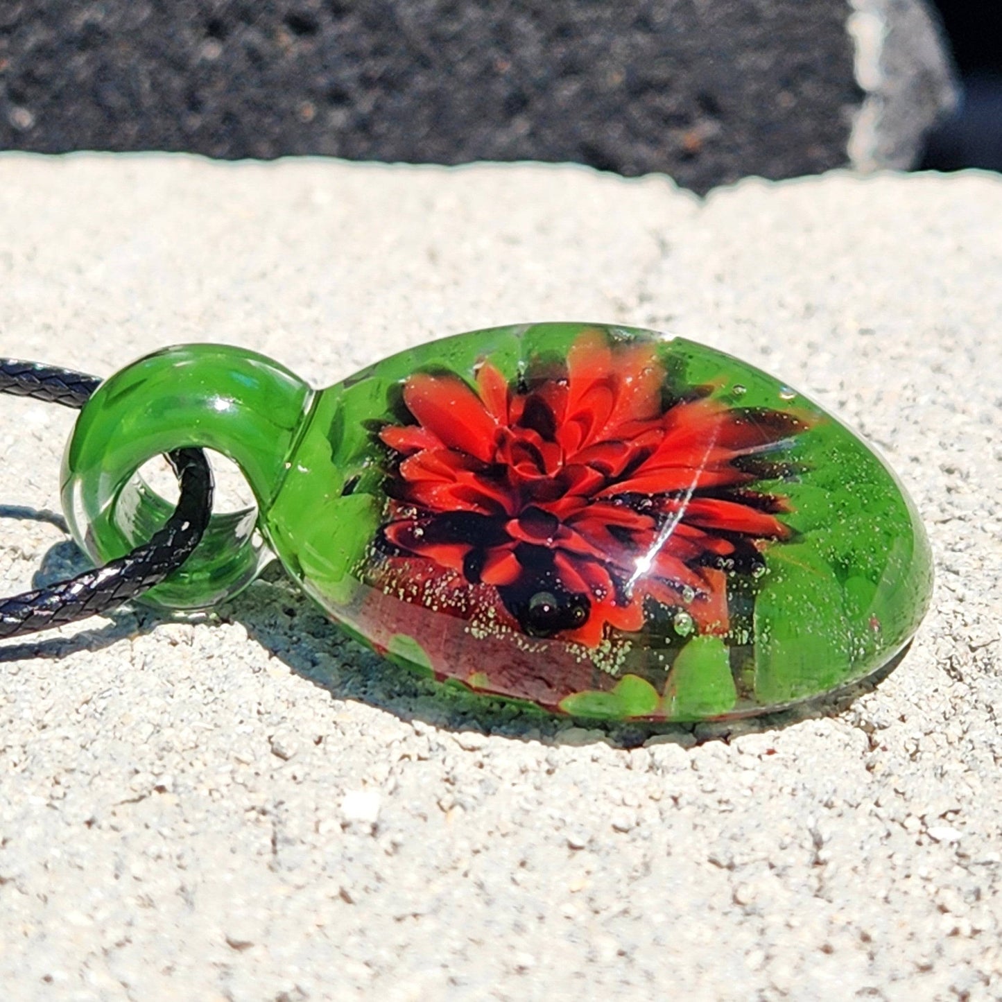 Red Flower Glass Pendant