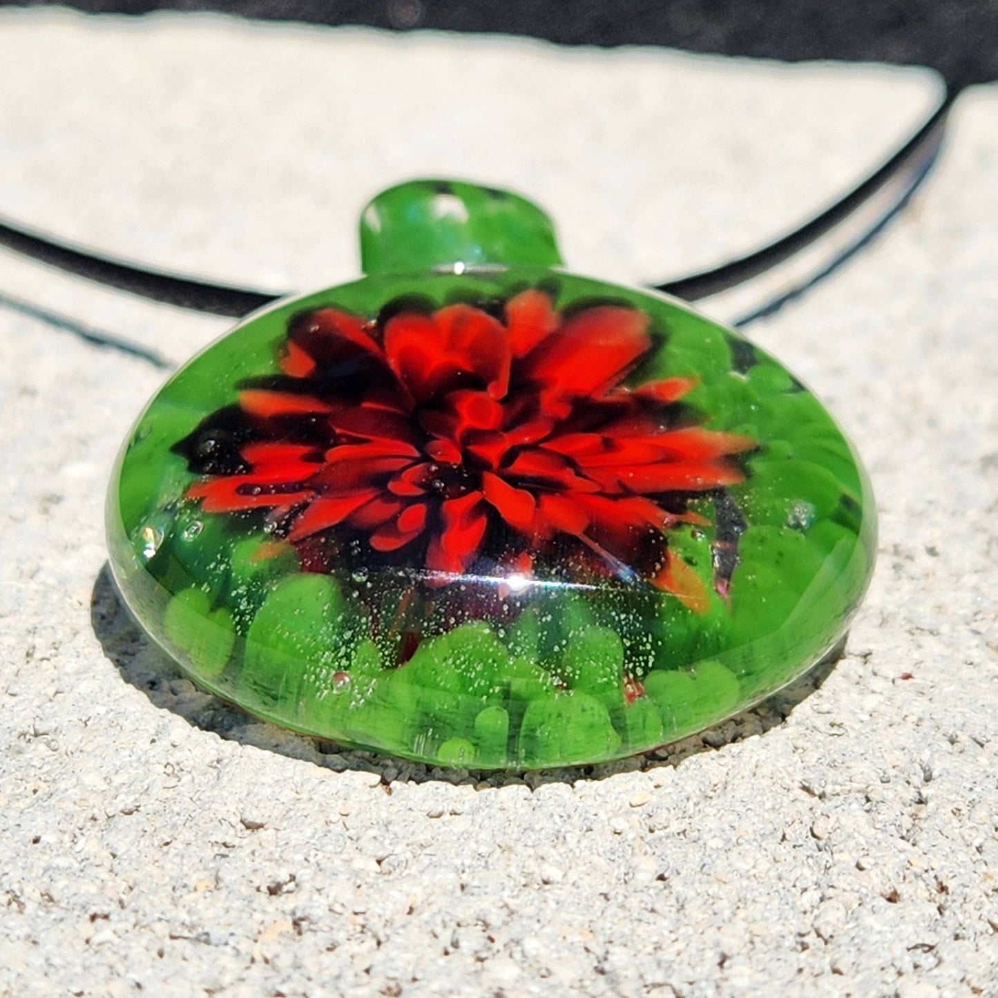 Red Flower Glass Pendant