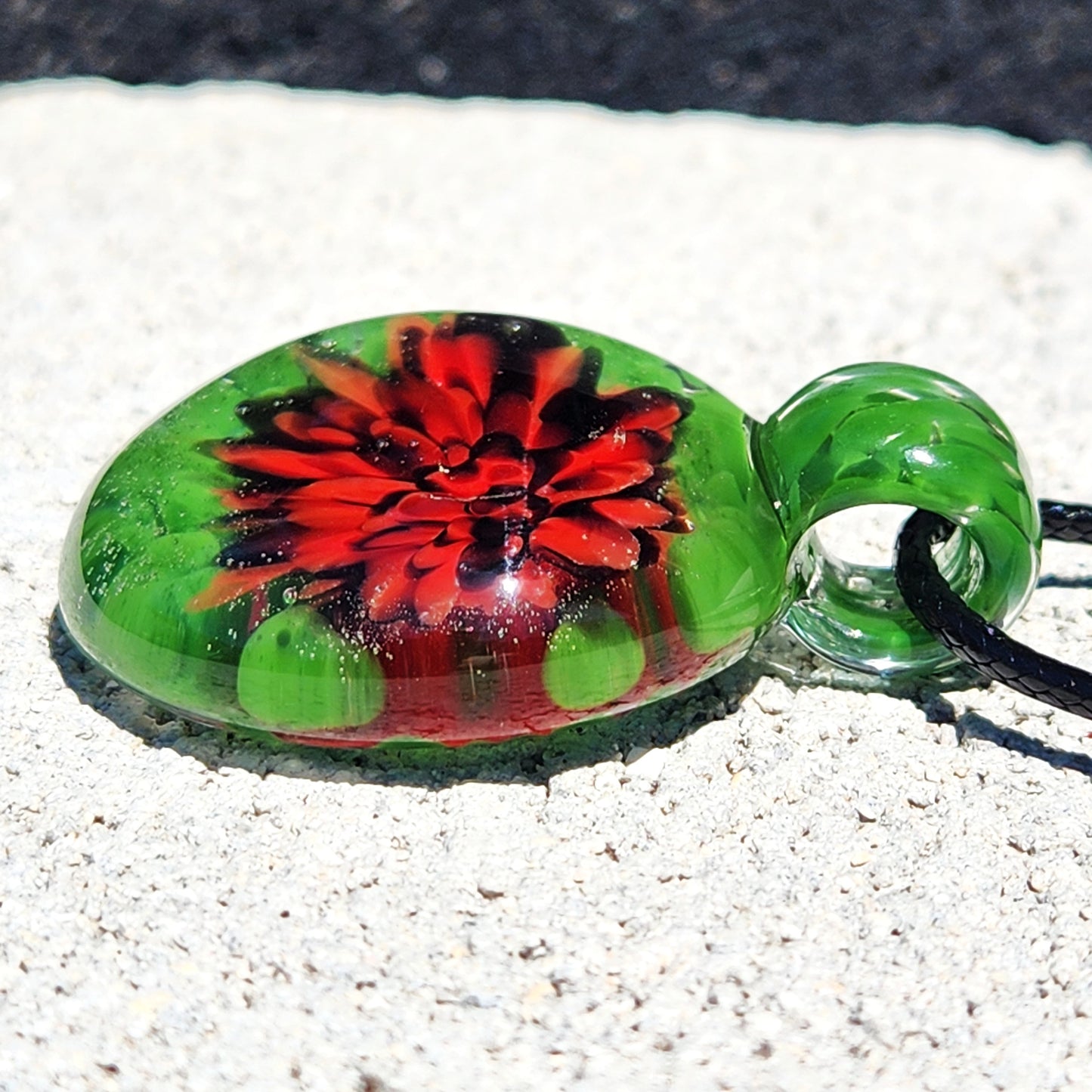 Red Flower Glass Pendant