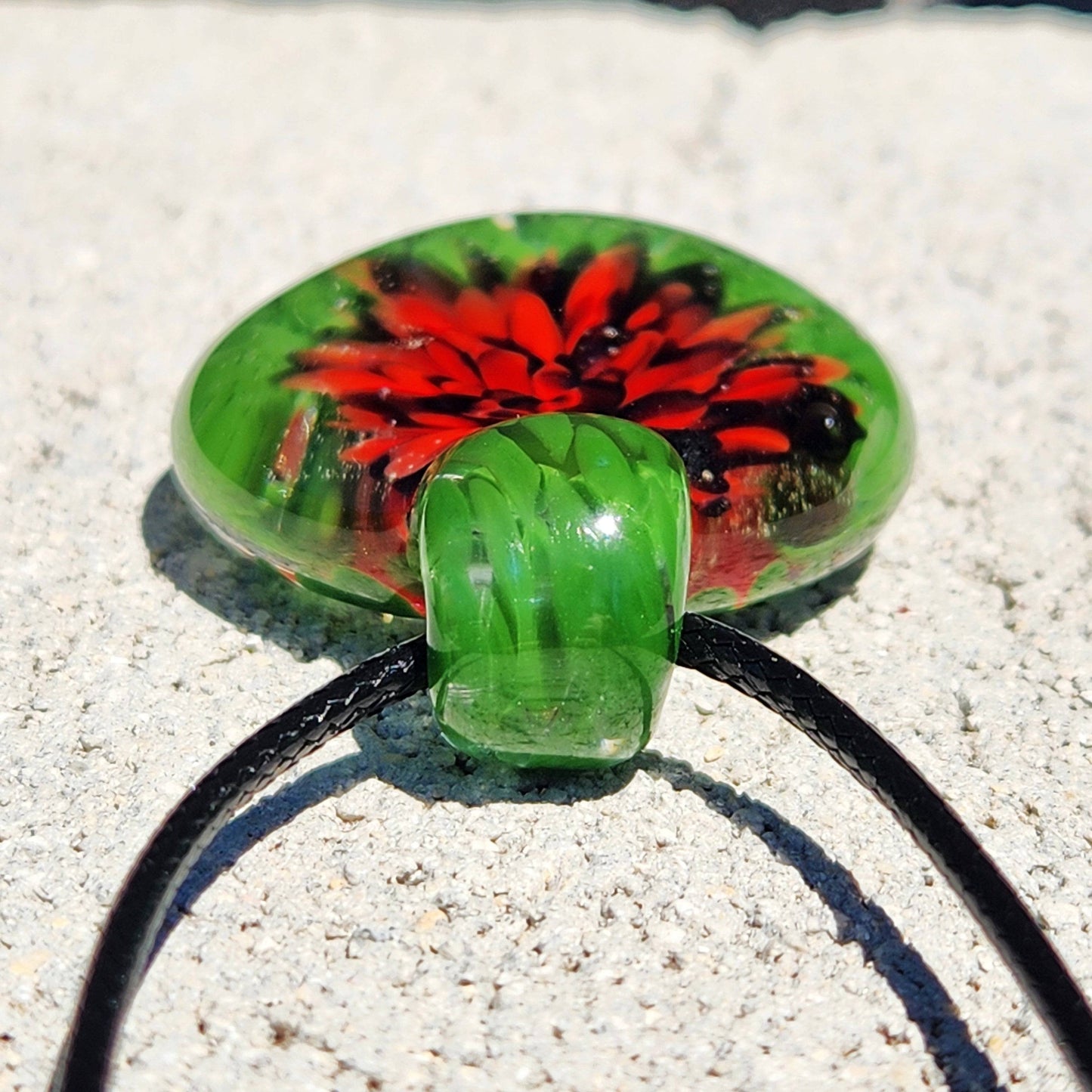 Red Flower Glass Pendant
