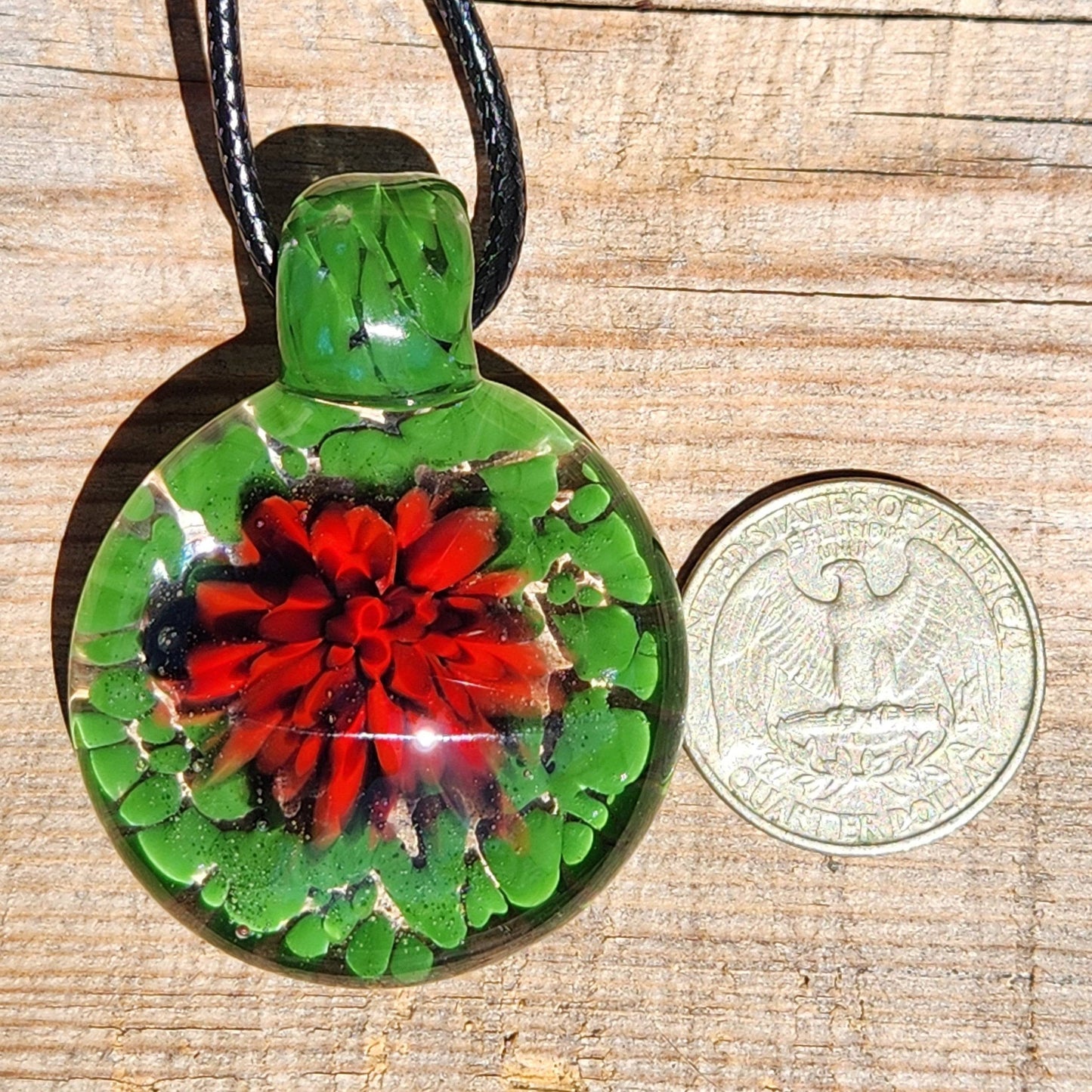 Red Flower Glass Pendant