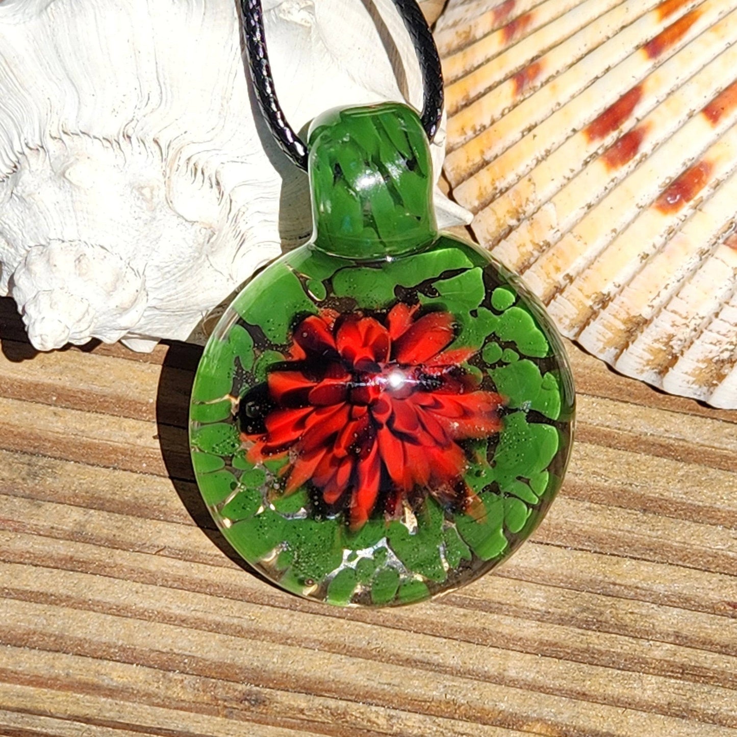 Red Flower Glass Pendant