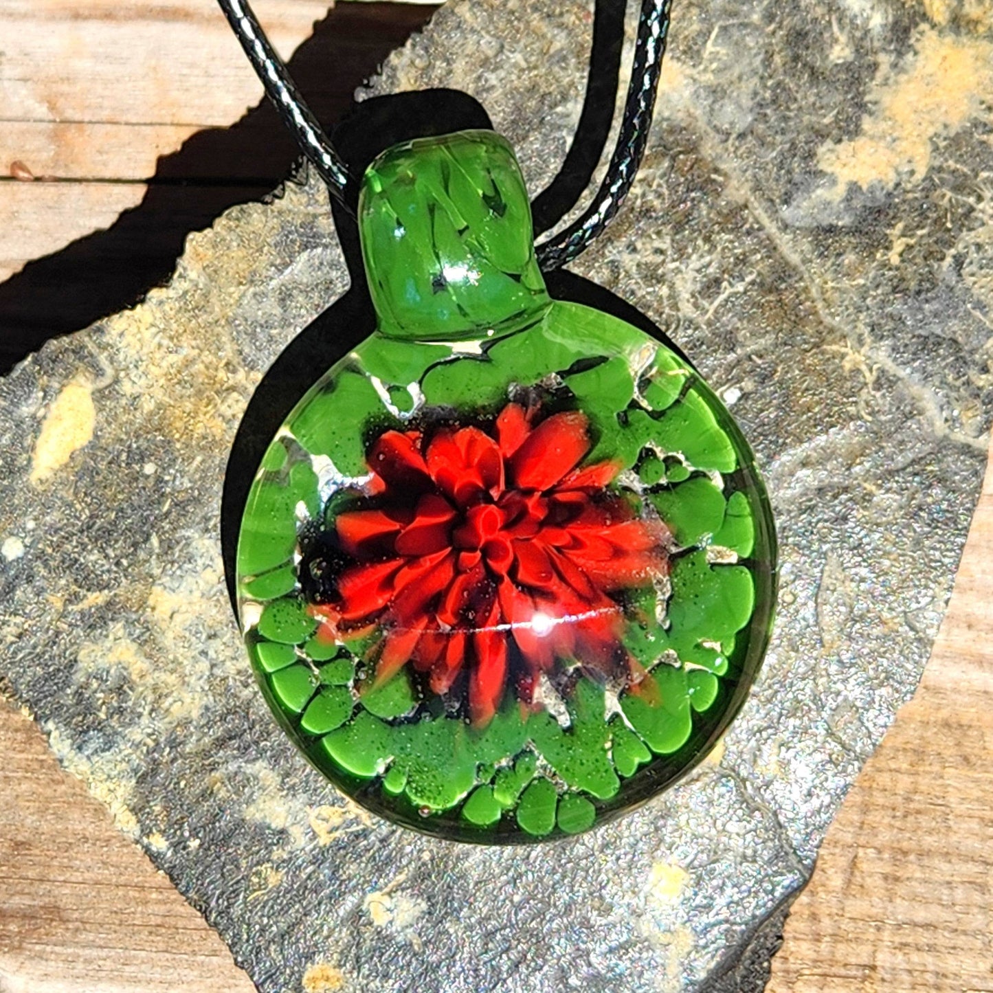 Red Flower Glass Pendant
