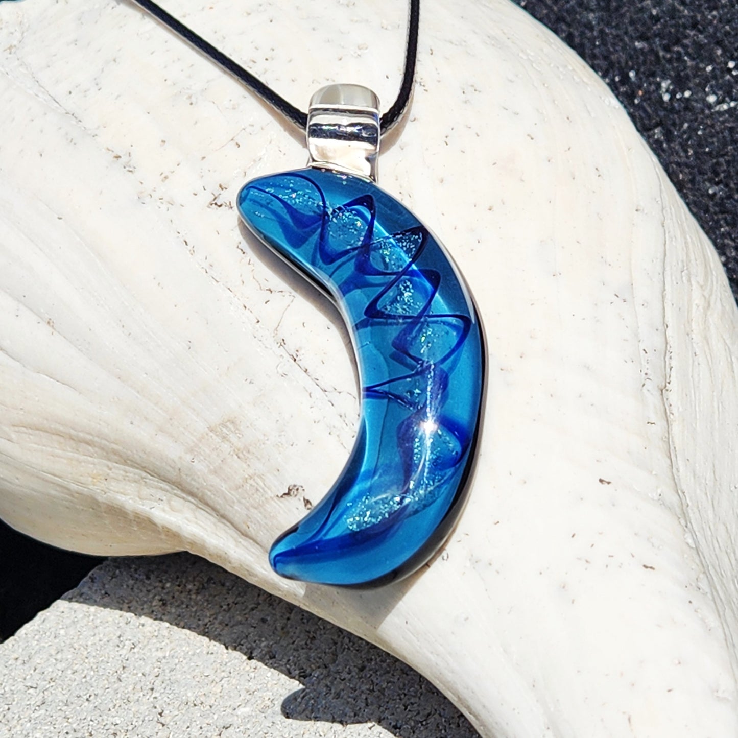 Blue Crescent Moon Pendant
