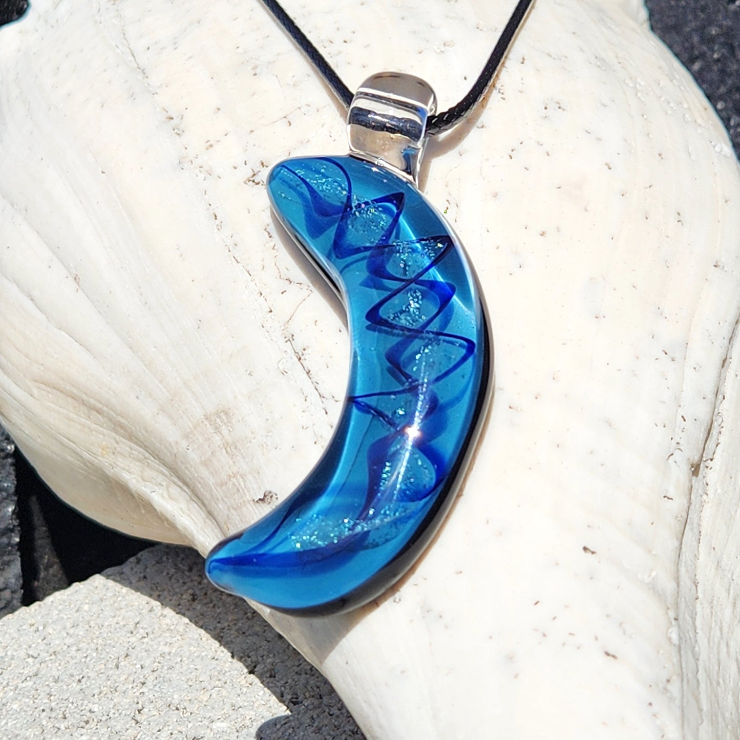Blue Crescent Moon Pendant