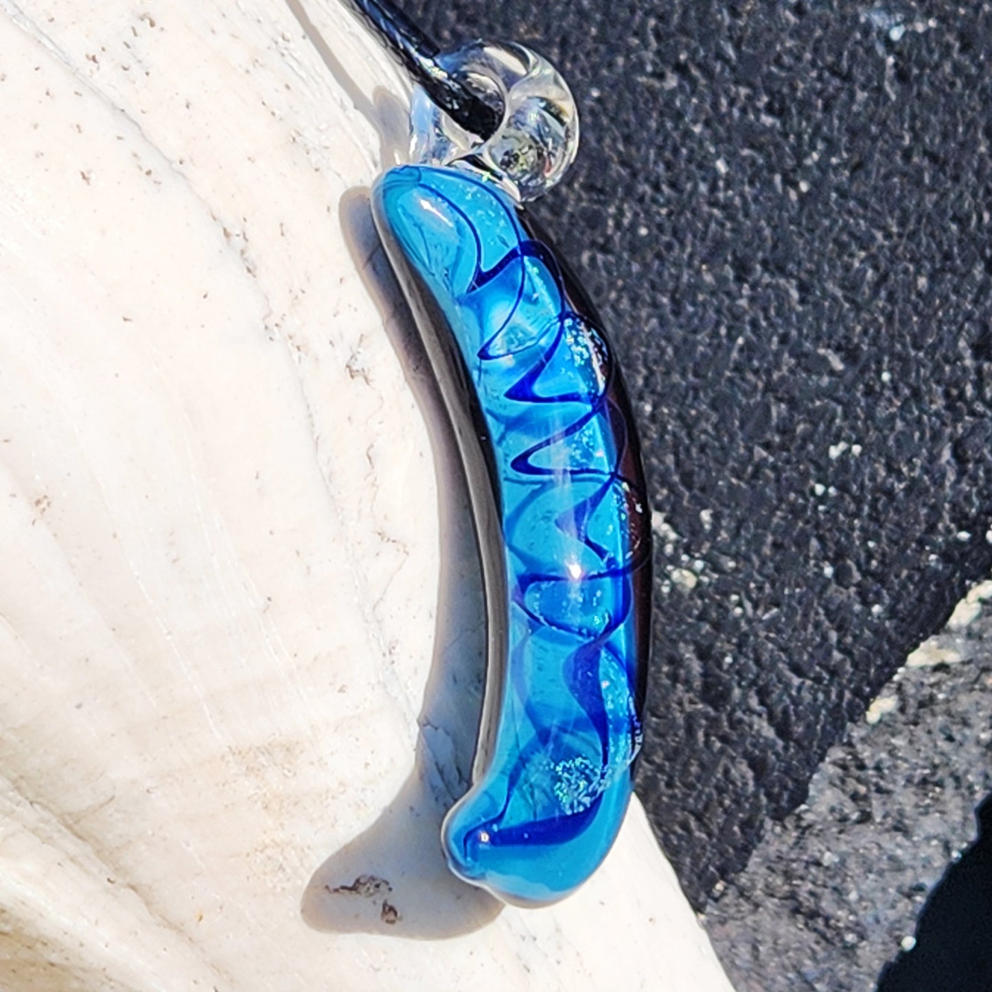 Blue Crescent Moon Pendant