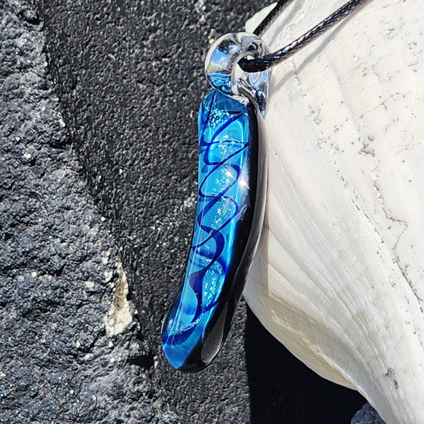 Blue Crescent Moon Pendant
