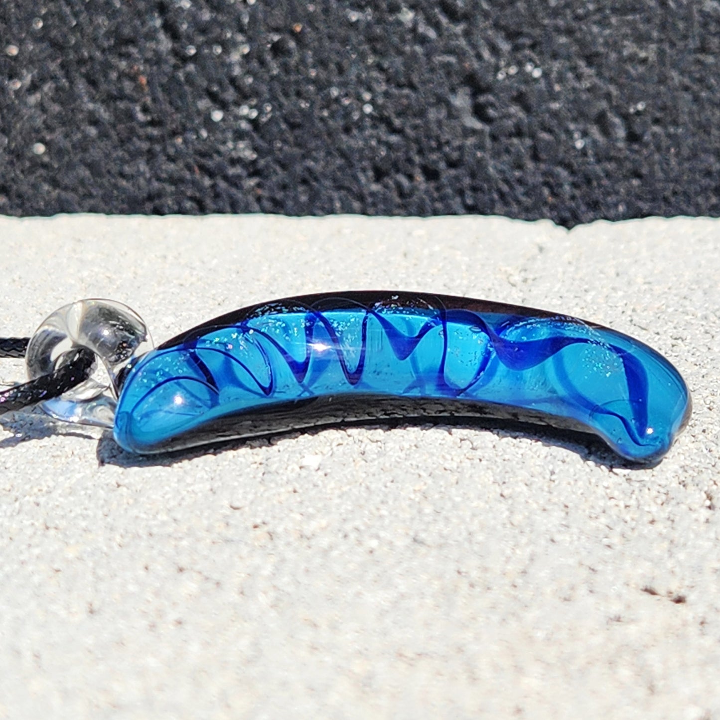 Blue Crescent Moon Pendant