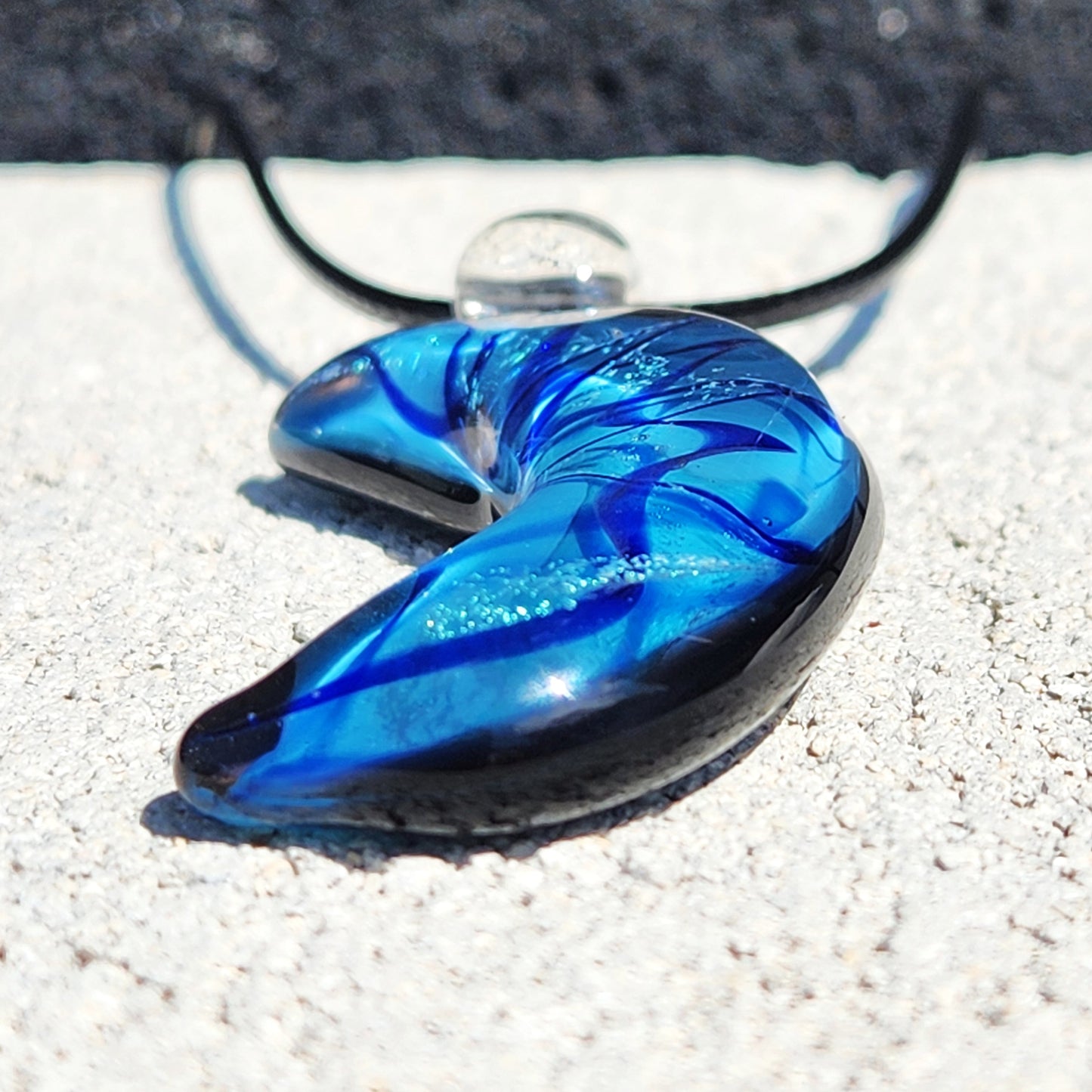 Blue Crescent Moon Pendant