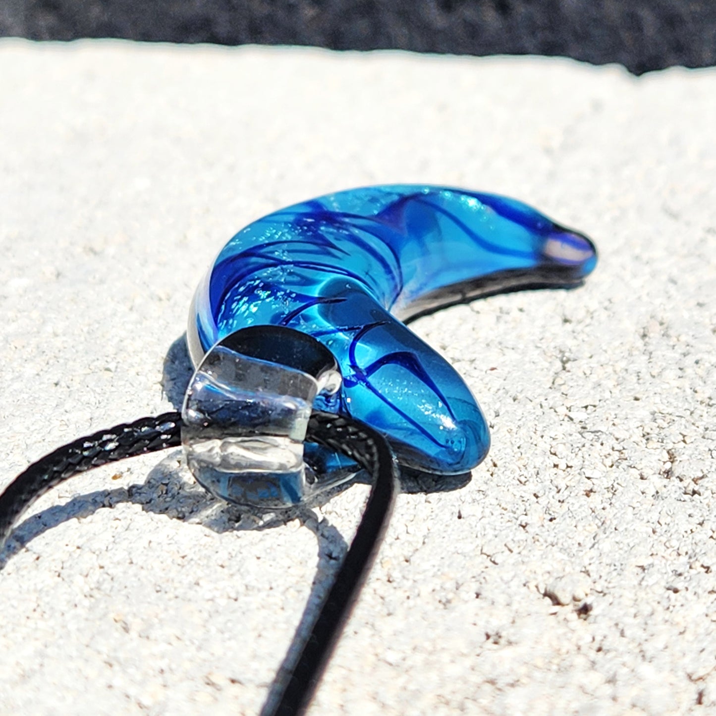 Blue Crescent Moon Pendant