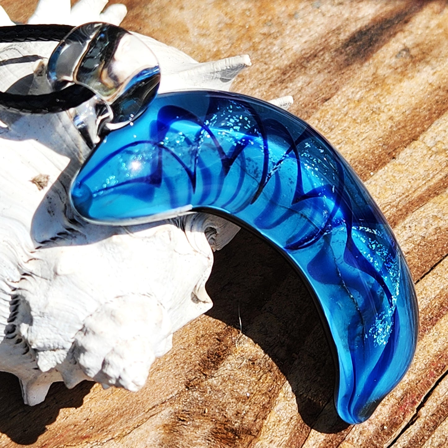 Blue Crescent Moon Pendant