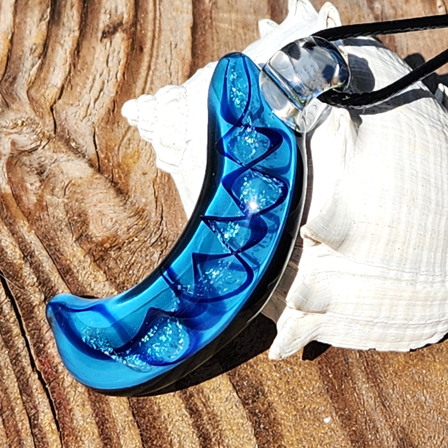 Blue Crescent Moon Pendant