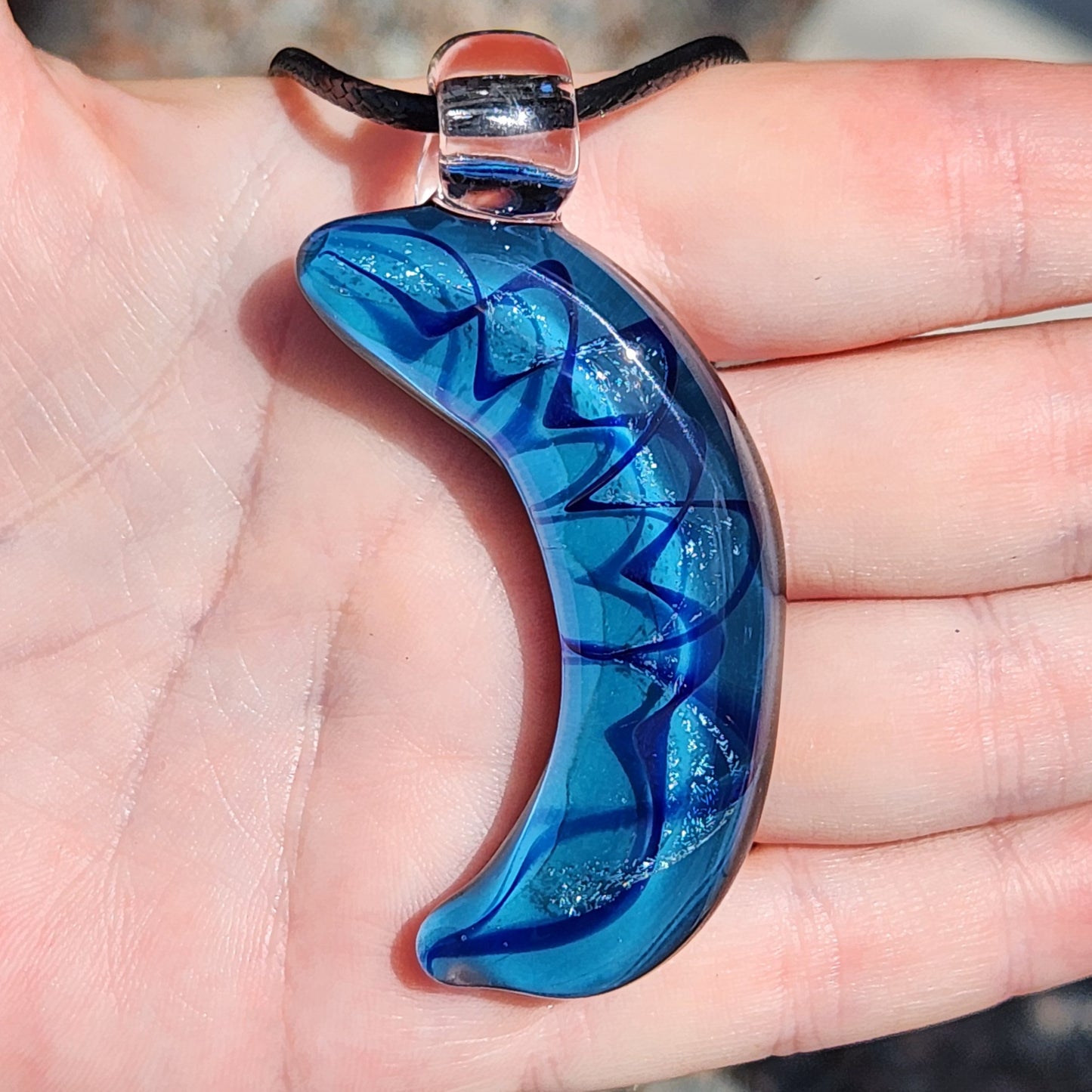 Blue Crescent Moon Pendant