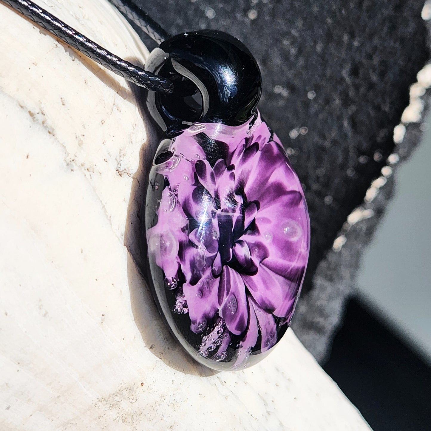 Purple Handmade Blown Glass Pendant – Unique Borosilicate Jewelry