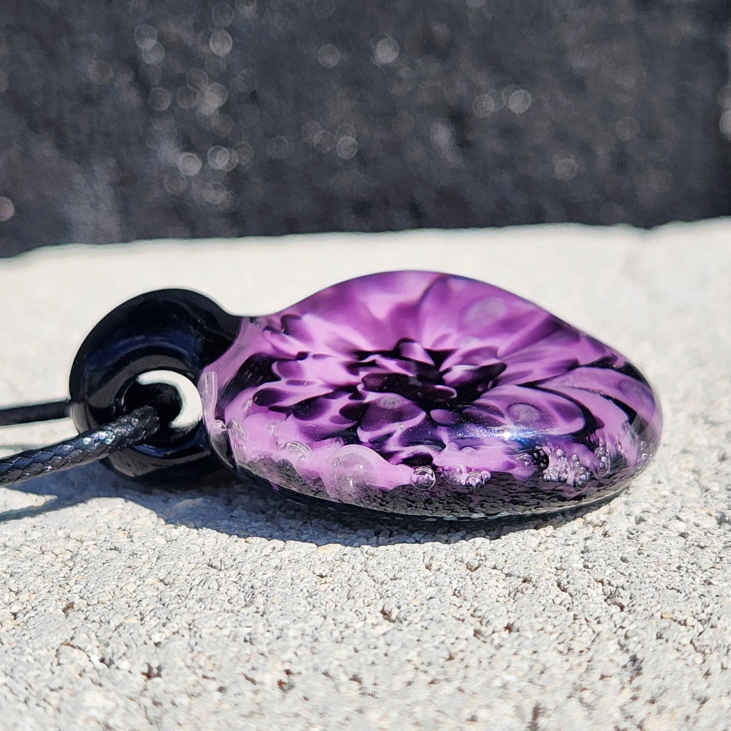 Purple Handmade Blown Glass Pendant – Unique Borosilicate Jewelry
