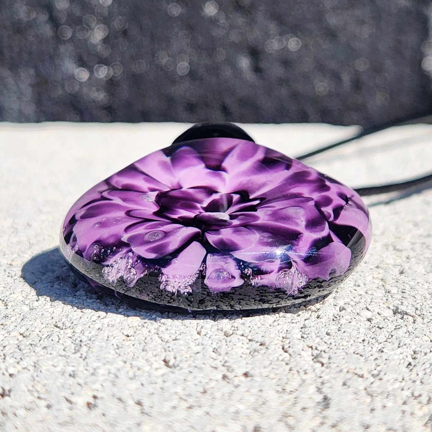 Purple Handmade Blown Glass Pendant – Unique Borosilicate Jewelry