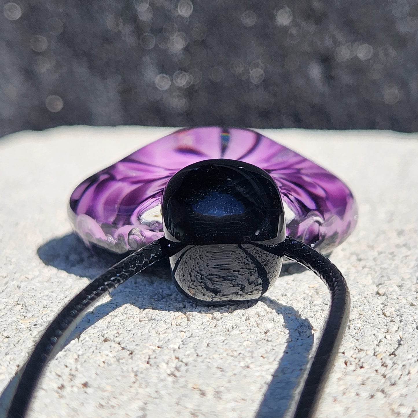 Purple Handmade Blown Glass Pendant – Unique Borosilicate Jewelry