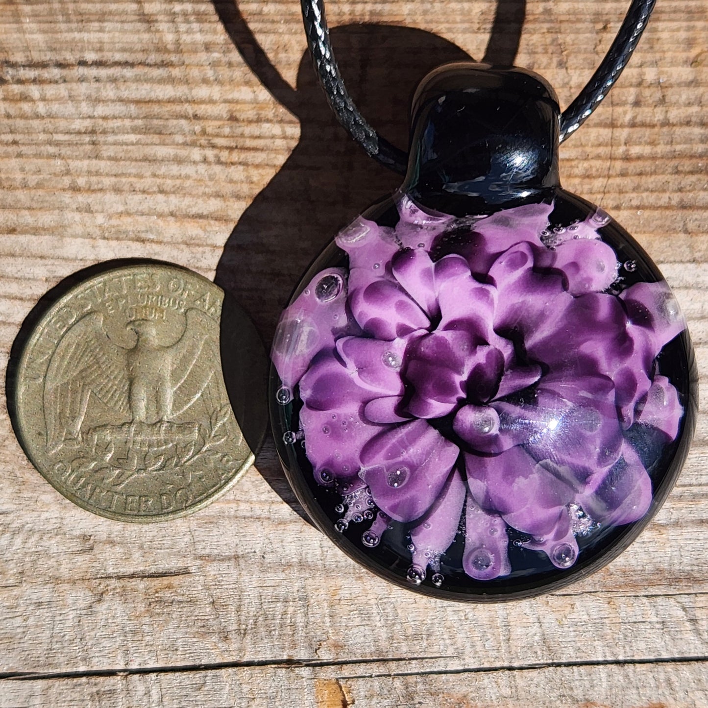 Purple Handmade Blown Glass Pendant – Unique Borosilicate Jewelry