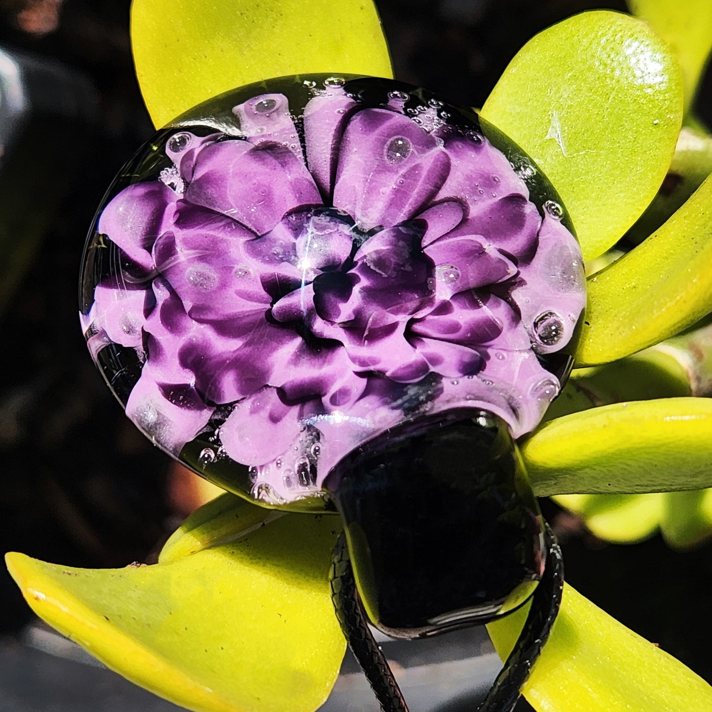Purple Handmade Blown Glass Pendant – Unique Borosilicate Jewelry