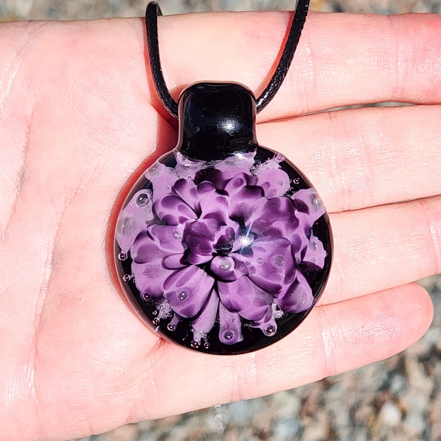 Purple Handmade Blown Glass Pendant – Unique Borosilicate Jewelry