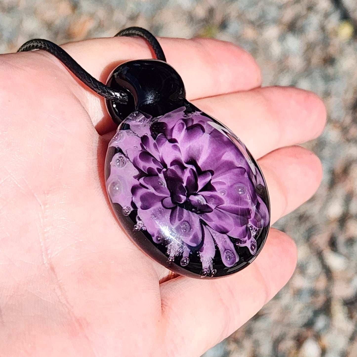 Purple Handmade Blown Glass Pendant – Unique Borosilicate Jewelry