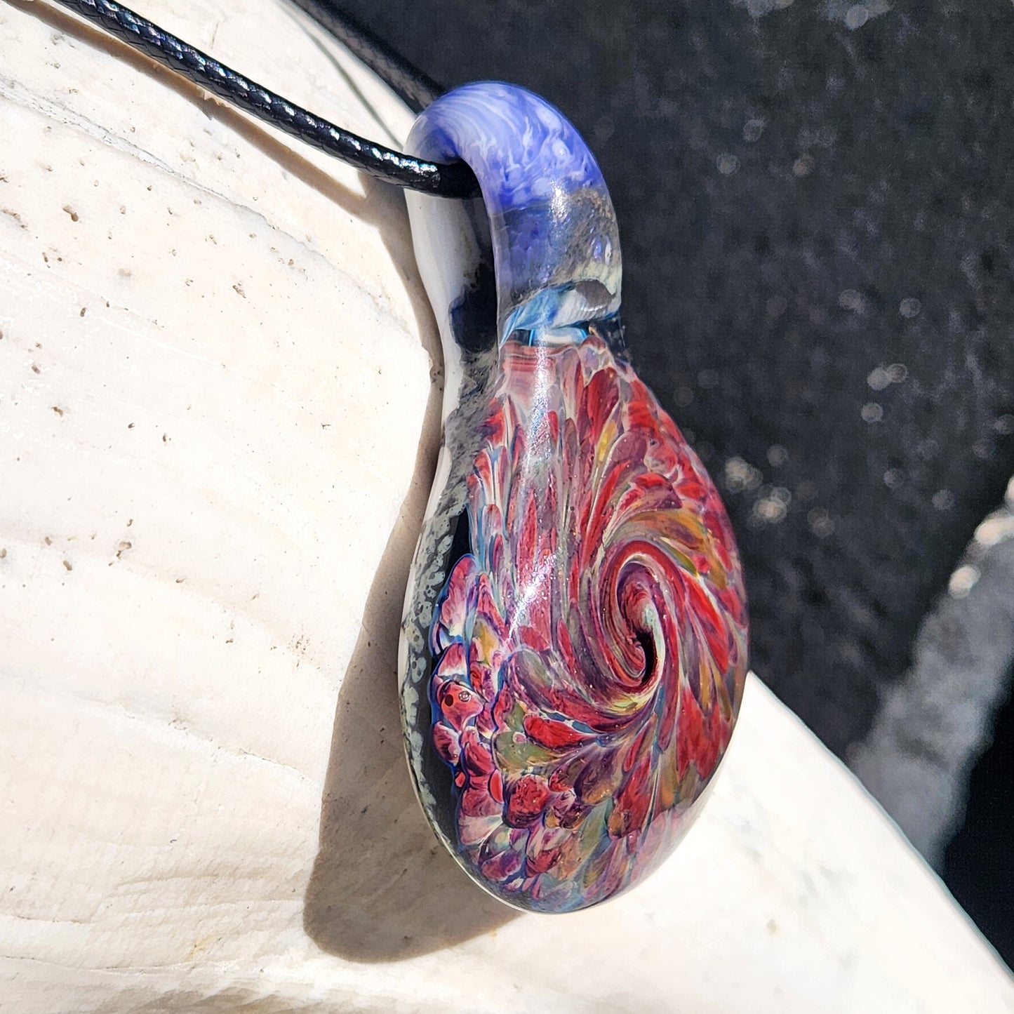 Handmade Heady Glass Tear Drop Pendant Necklace