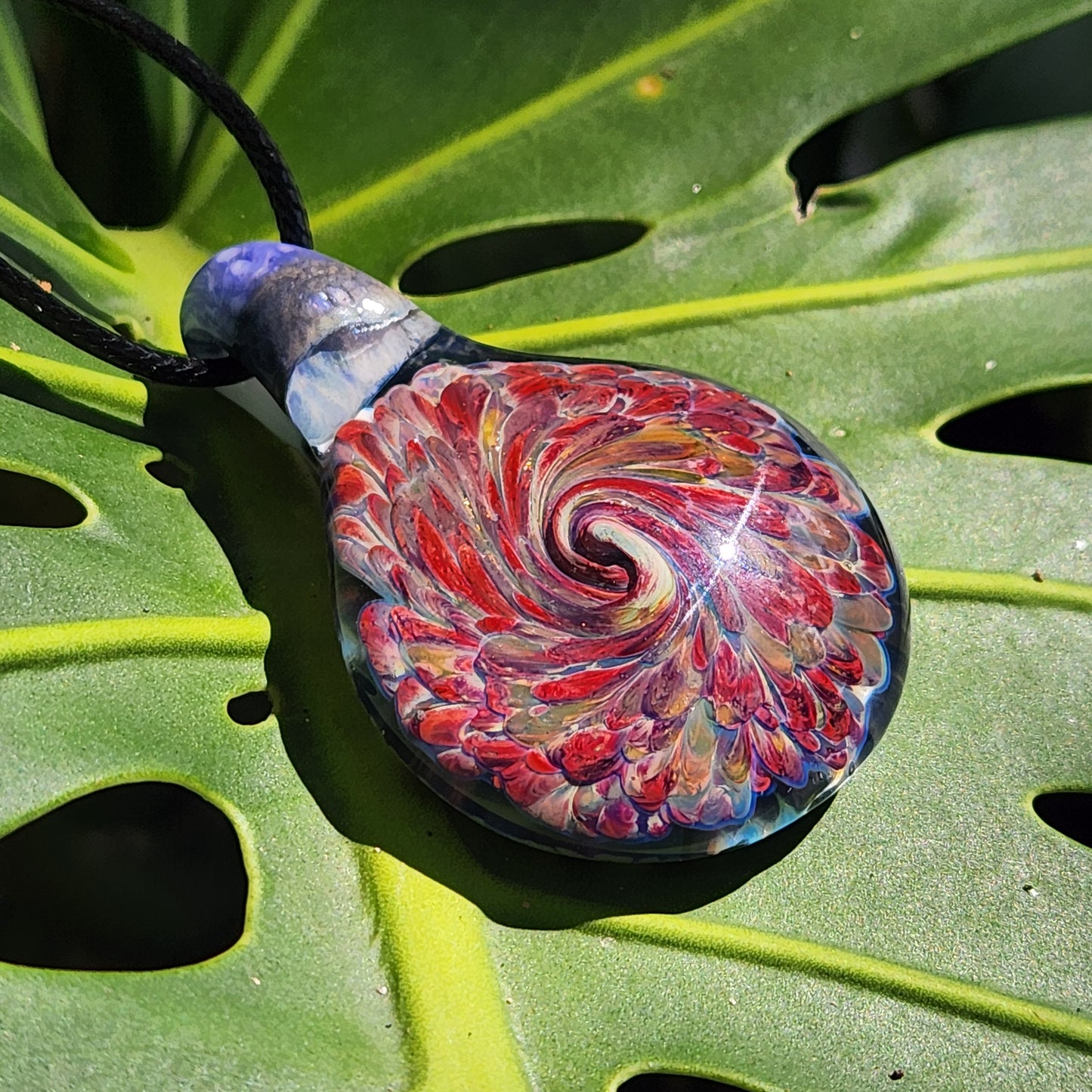 Handmade Heady Glass Tear Drop Pendant Necklace