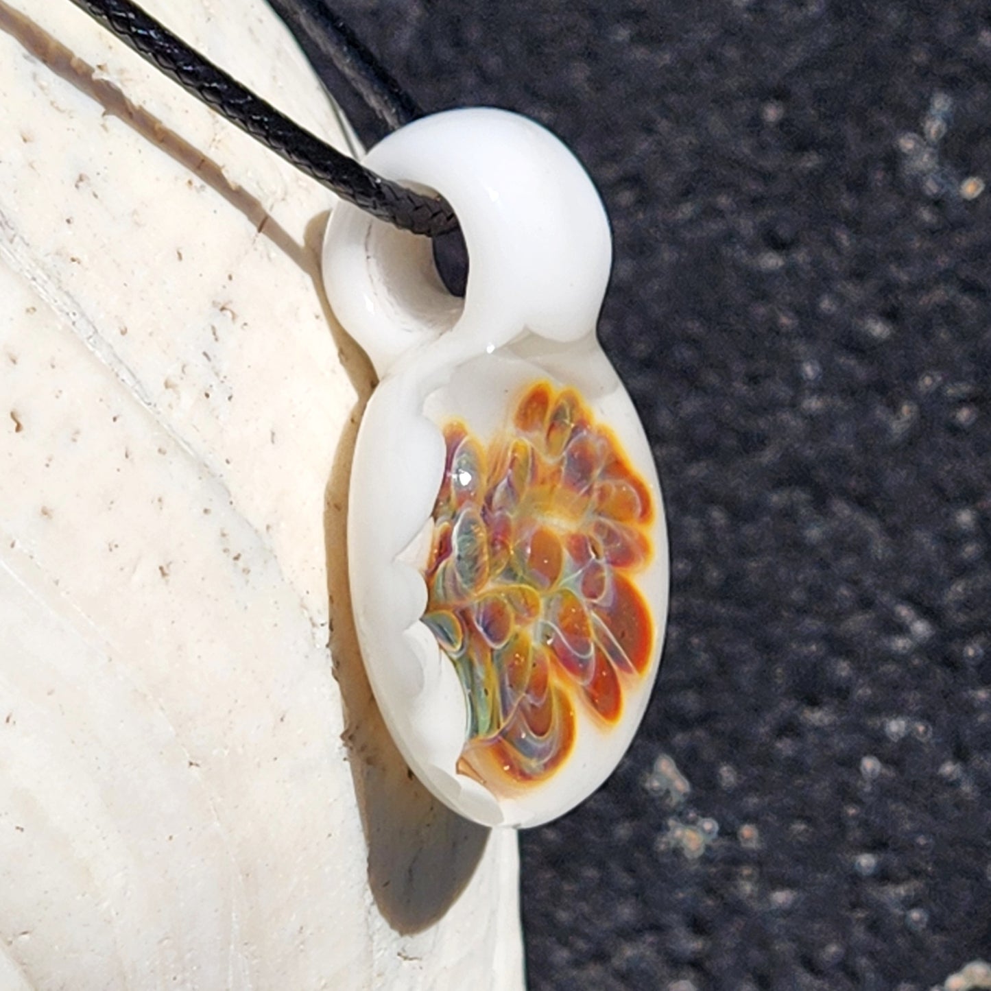 Handmade Glass Pendant Necklace – Warm Golden Glow Design
