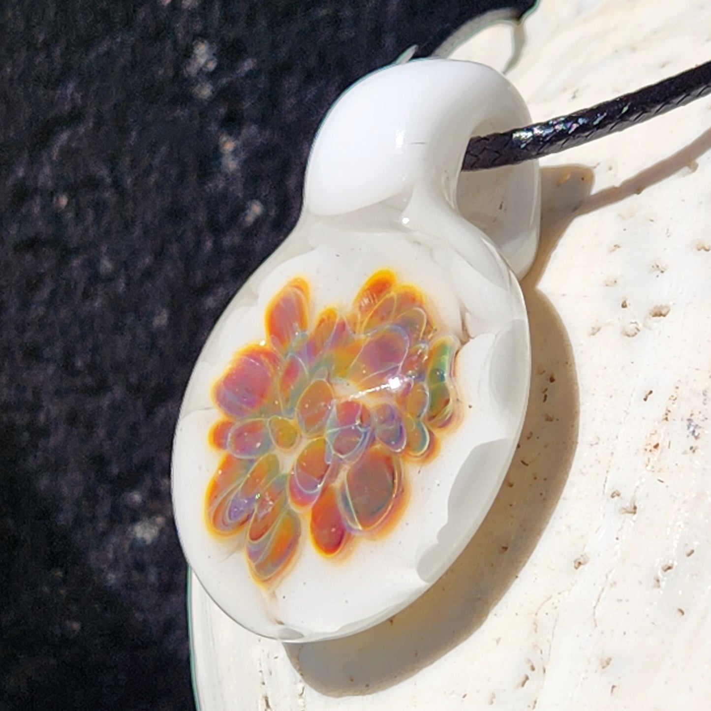 Handmade Glass Pendant Necklace – Warm Golden Glow Design
