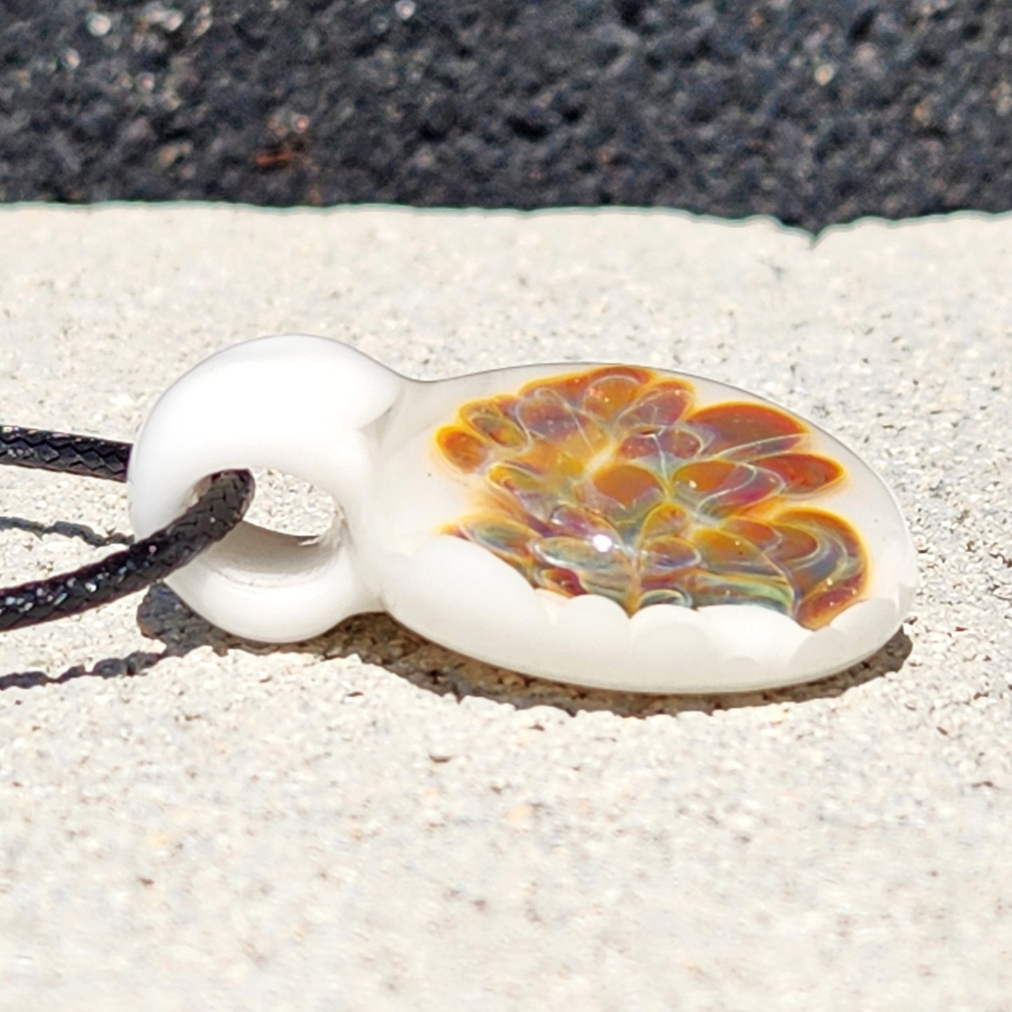 Handmade Glass Pendant Necklace – Warm Golden Glow Design