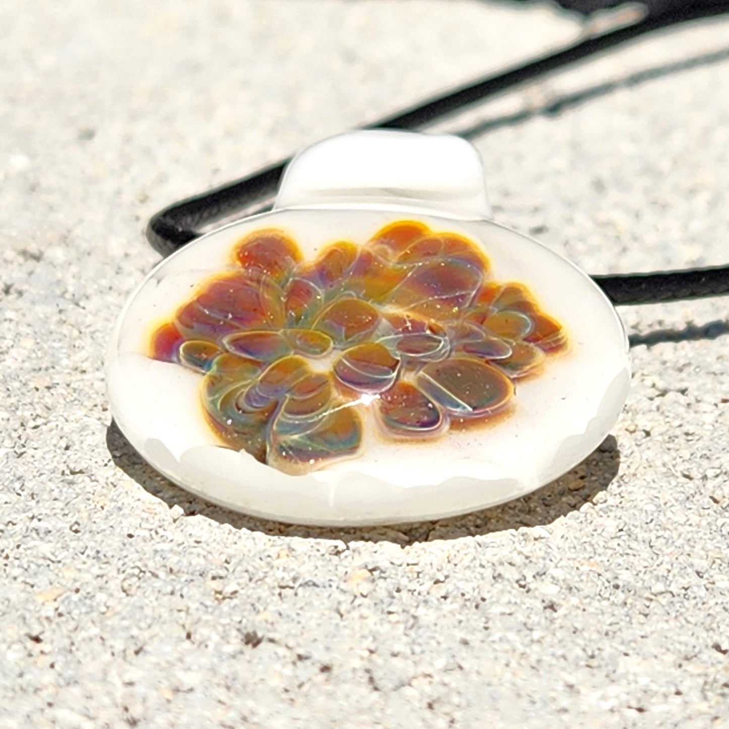 Handmade Glass Pendant Necklace – Warm Golden Glow Design