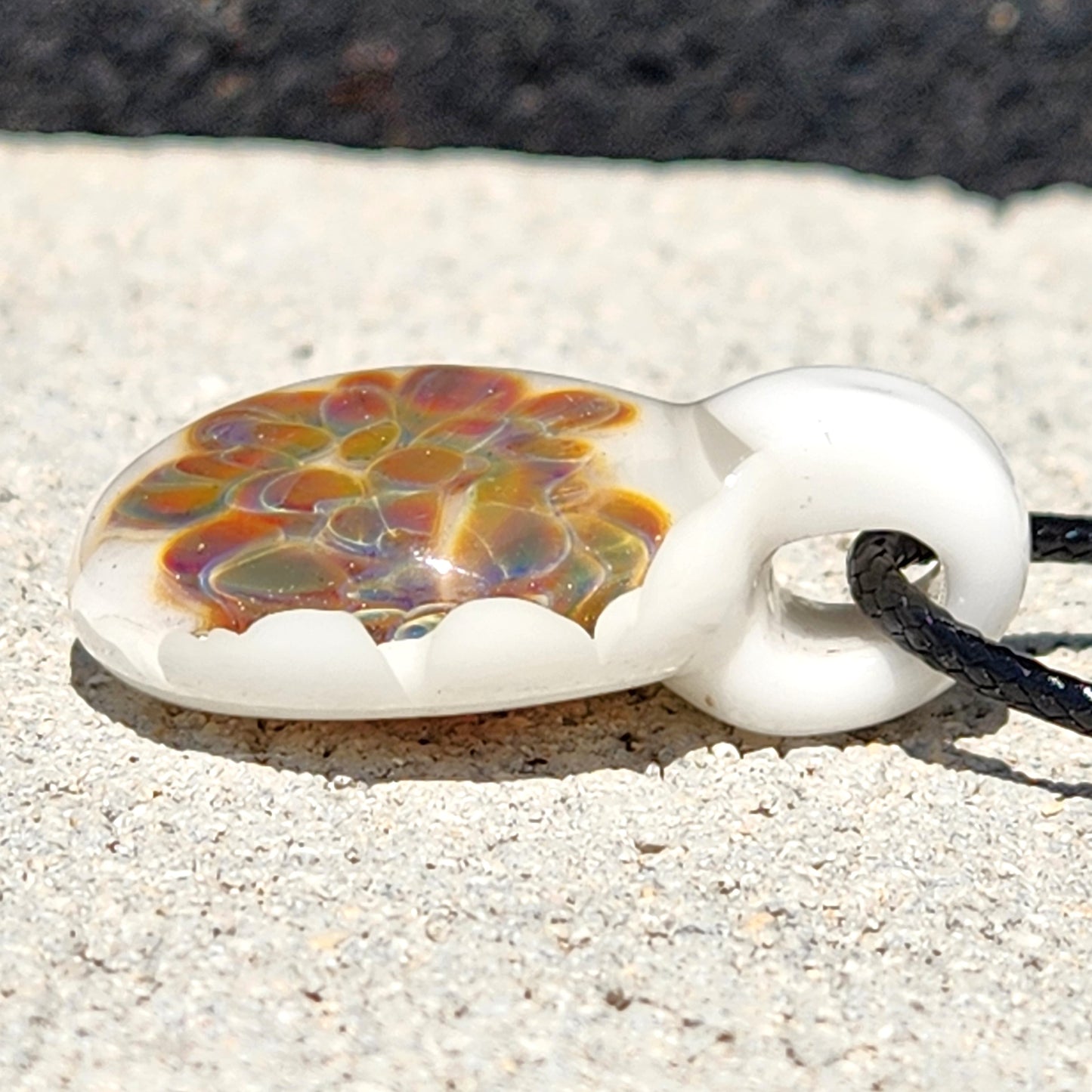 Handmade Glass Pendant Necklace – Warm Golden Glow Design