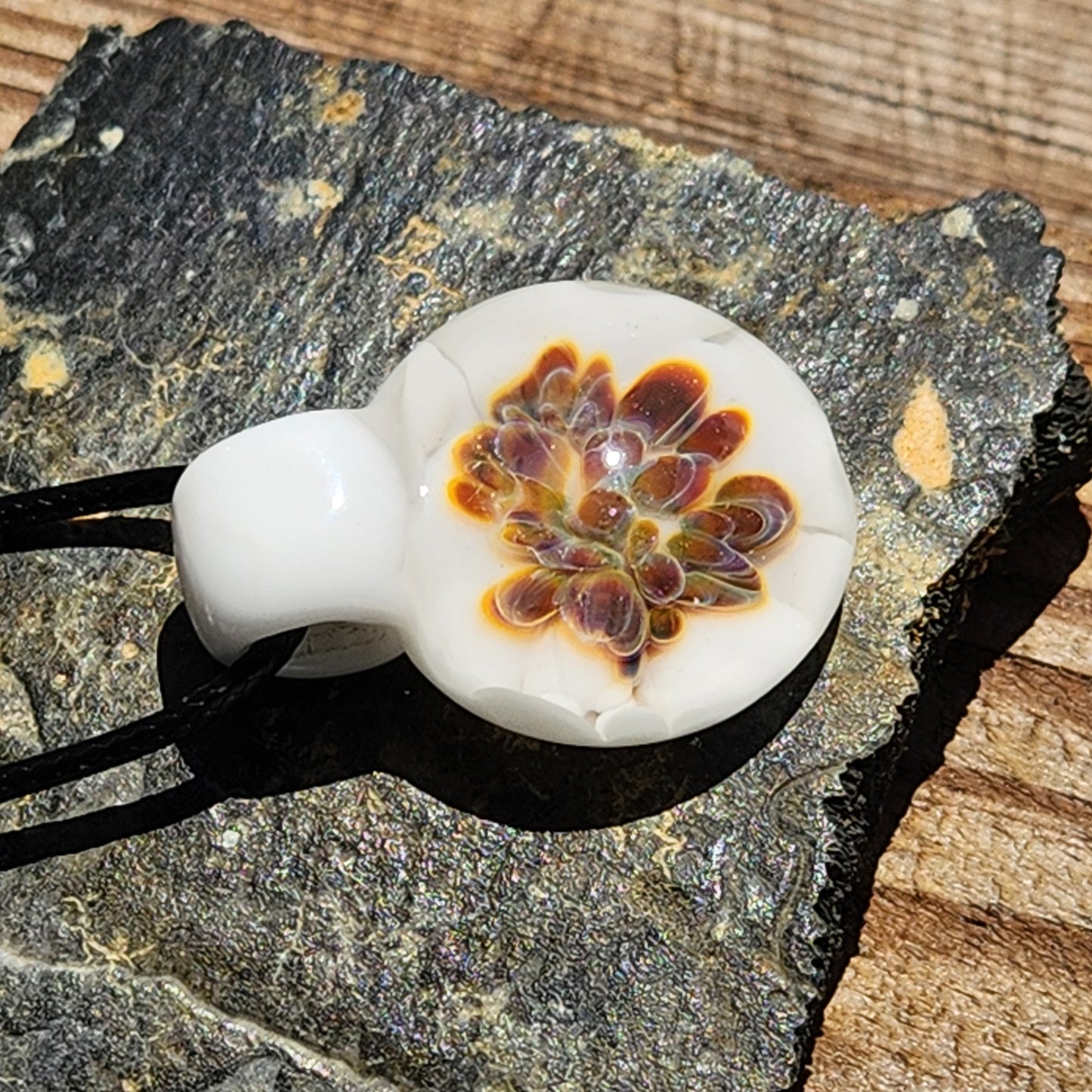 Handmade Glass Pendant Necklace – Warm Golden Glow Design