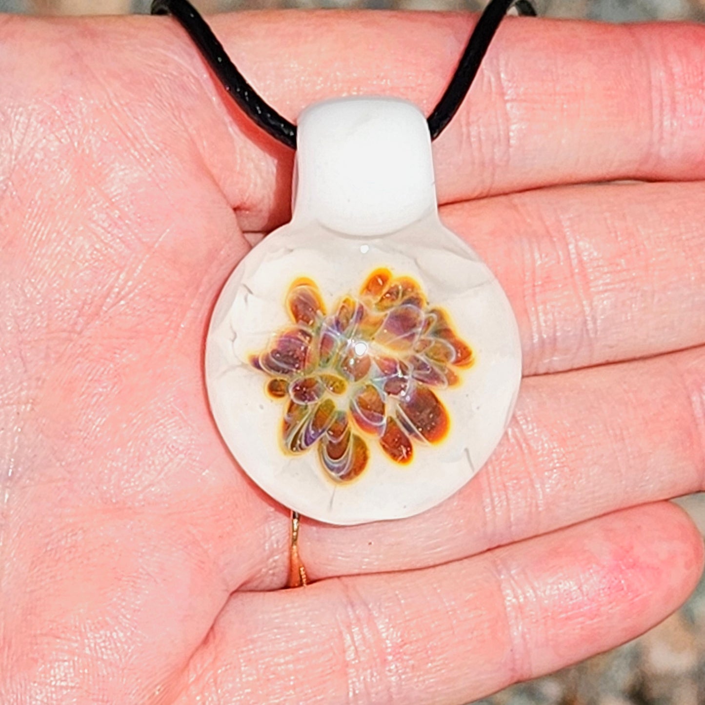 Handmade Glass Pendant Necklace – Warm Golden Glow Design