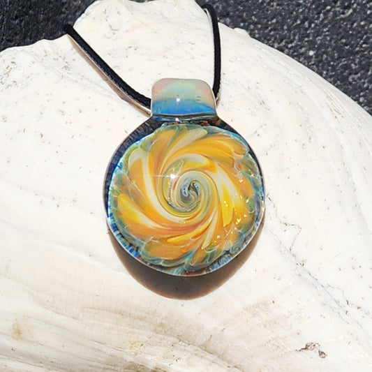 Golden Swirl Handmade Glass Pendant Necklace